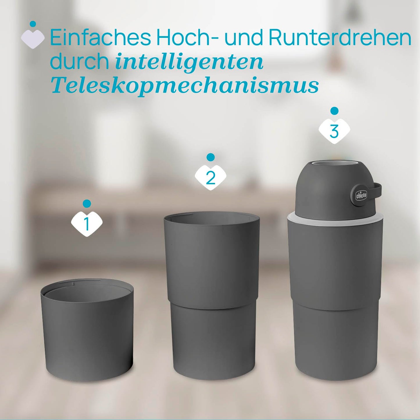 Windeleimer Odour Off, Grau XL - Bis zu 45 Windeln