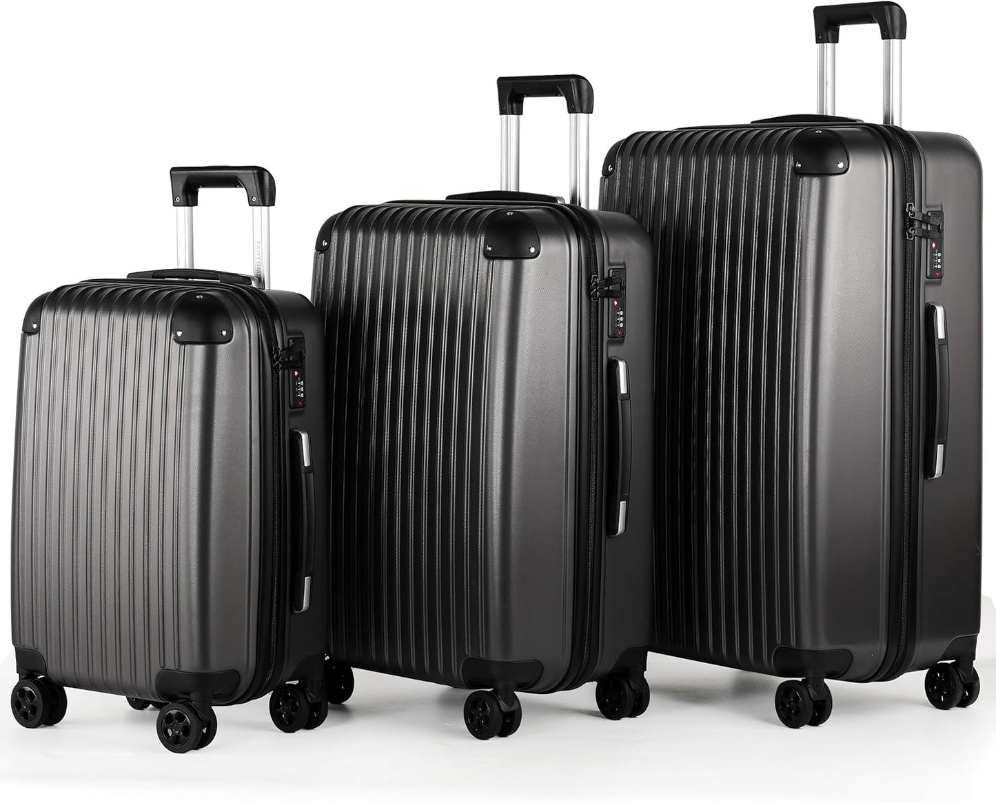 3-teiliges Hartschalen-Kofferset, Dunkelgrau Koffer Set(56/66/76 CM)