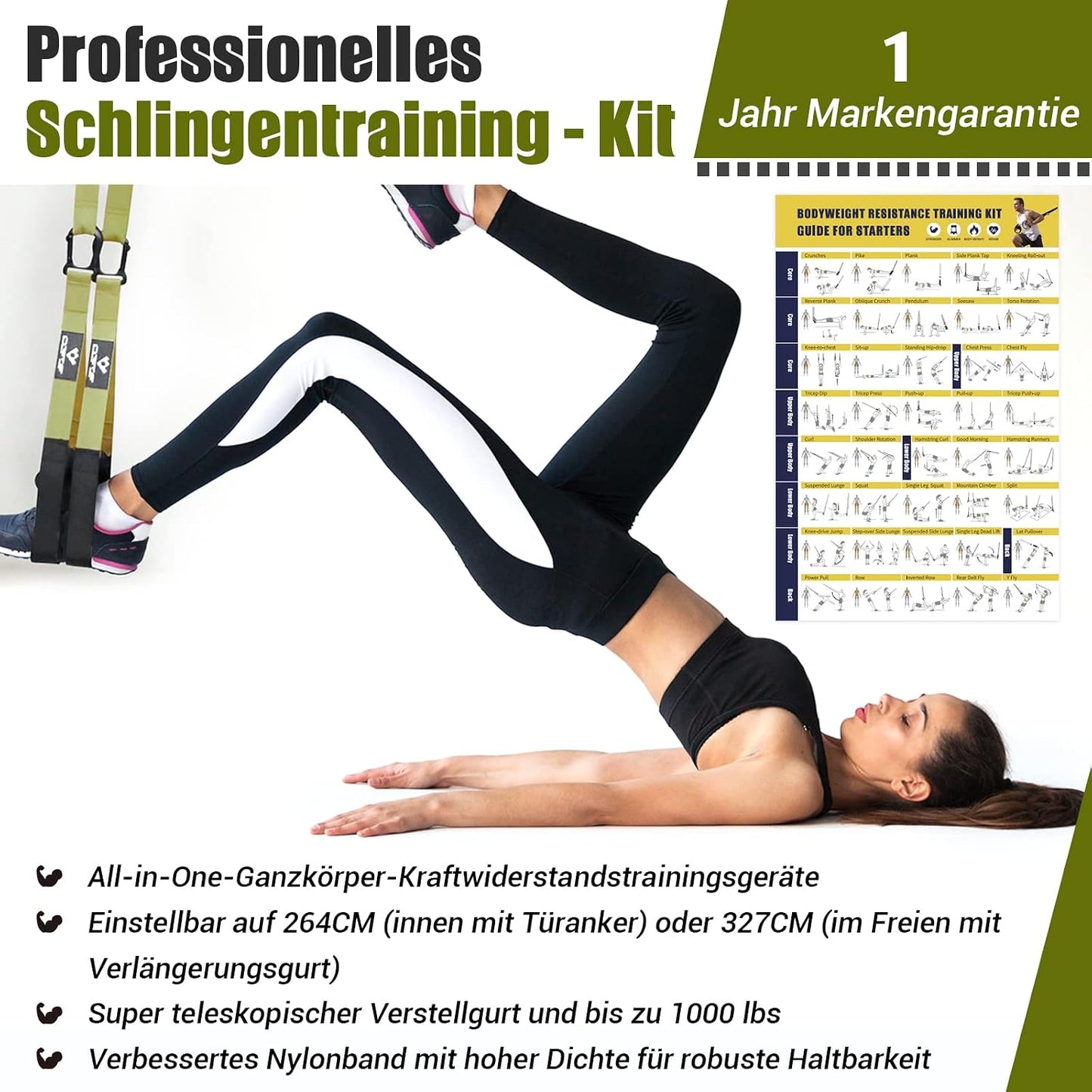 Schlingentrainer mit Türanker, Grün