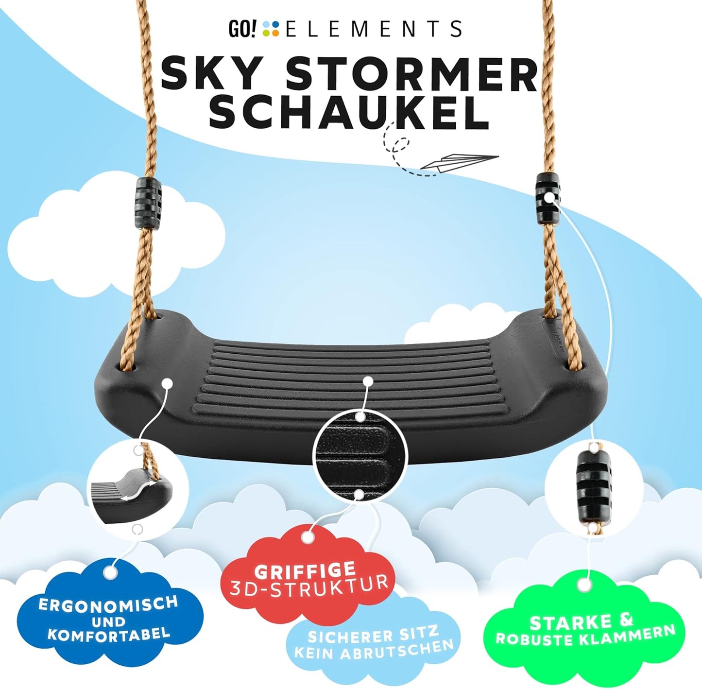 Sky Stormer - Kinderschaukel, Schwarz