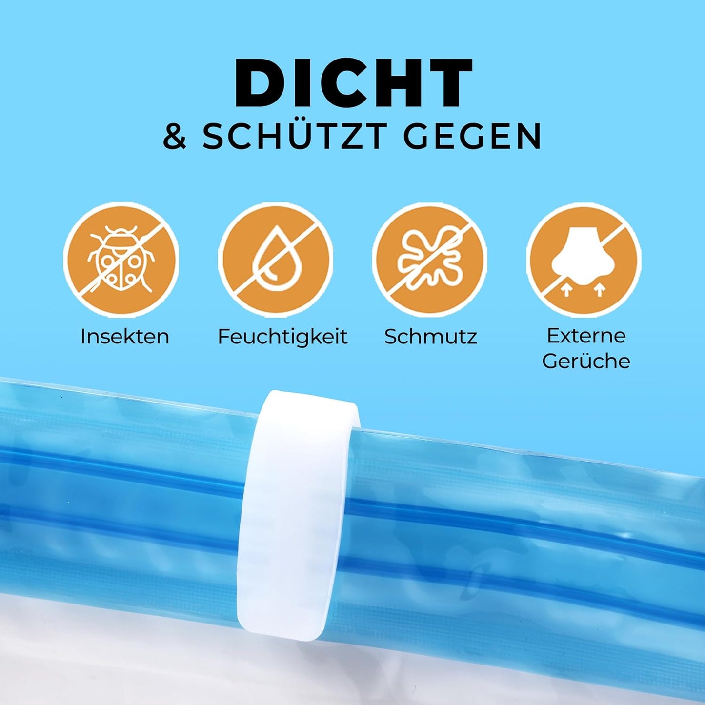 6-teiliges Vakuumbeutel-Set, 100x80 cm, für Kleidung mit Etiketten und Handpumpe, 100x80cm - XXL (100µ) mit Pumpe 6