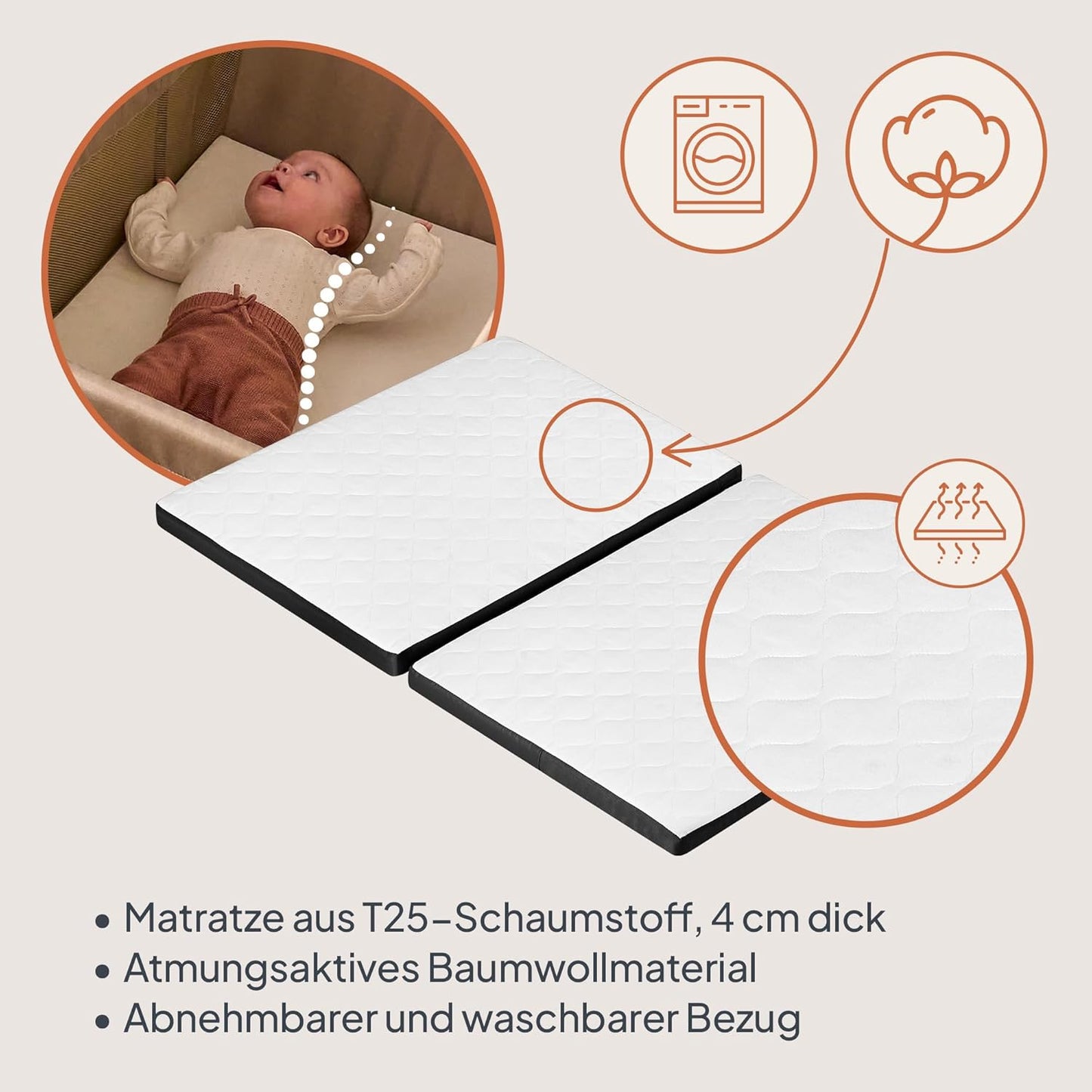 3-in-1 Reisebett Alice, Schwarz