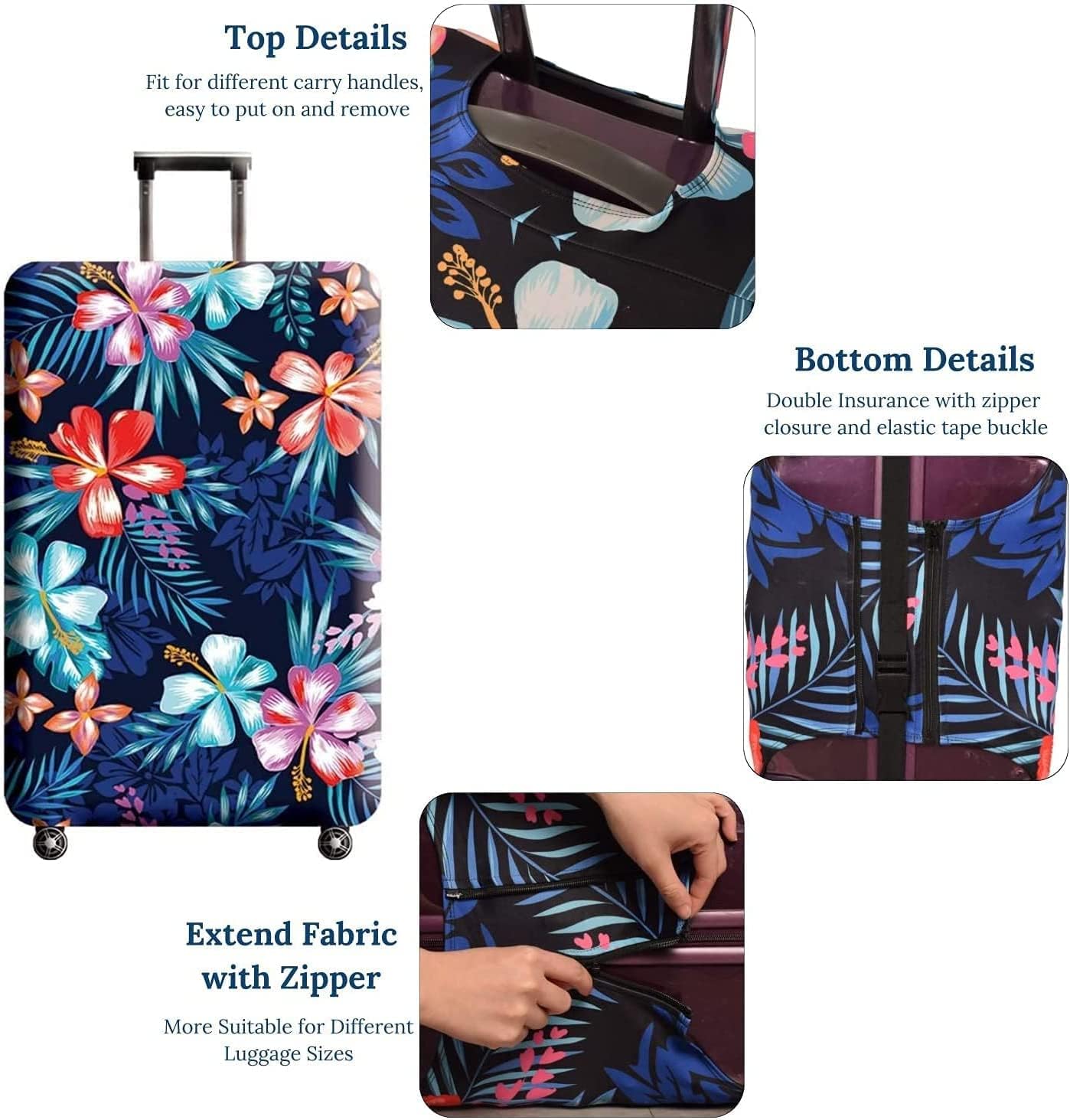 XL-Kofferhülle, Blume XL: 29-30 Zoll Gepäck