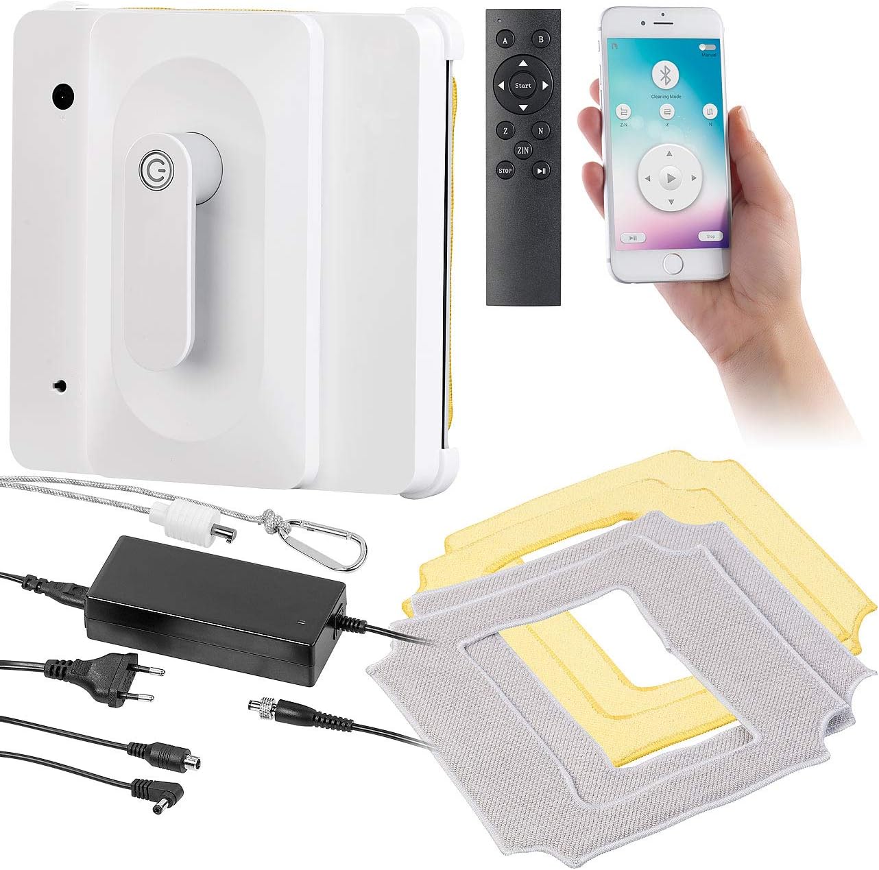 Fensterreinigungsroboter PR-040 mit Bluetooth, App & Sicherungs-Seil
