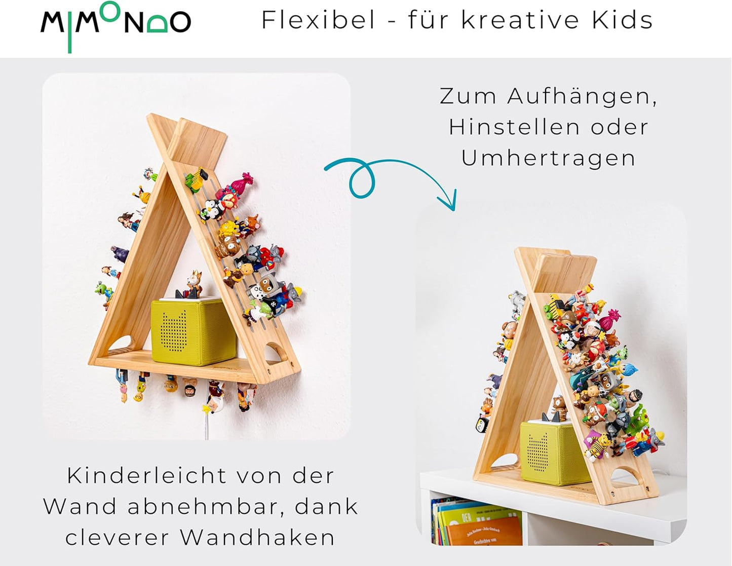 Tonieregal aus Holz für 60 Figuren, TIPI