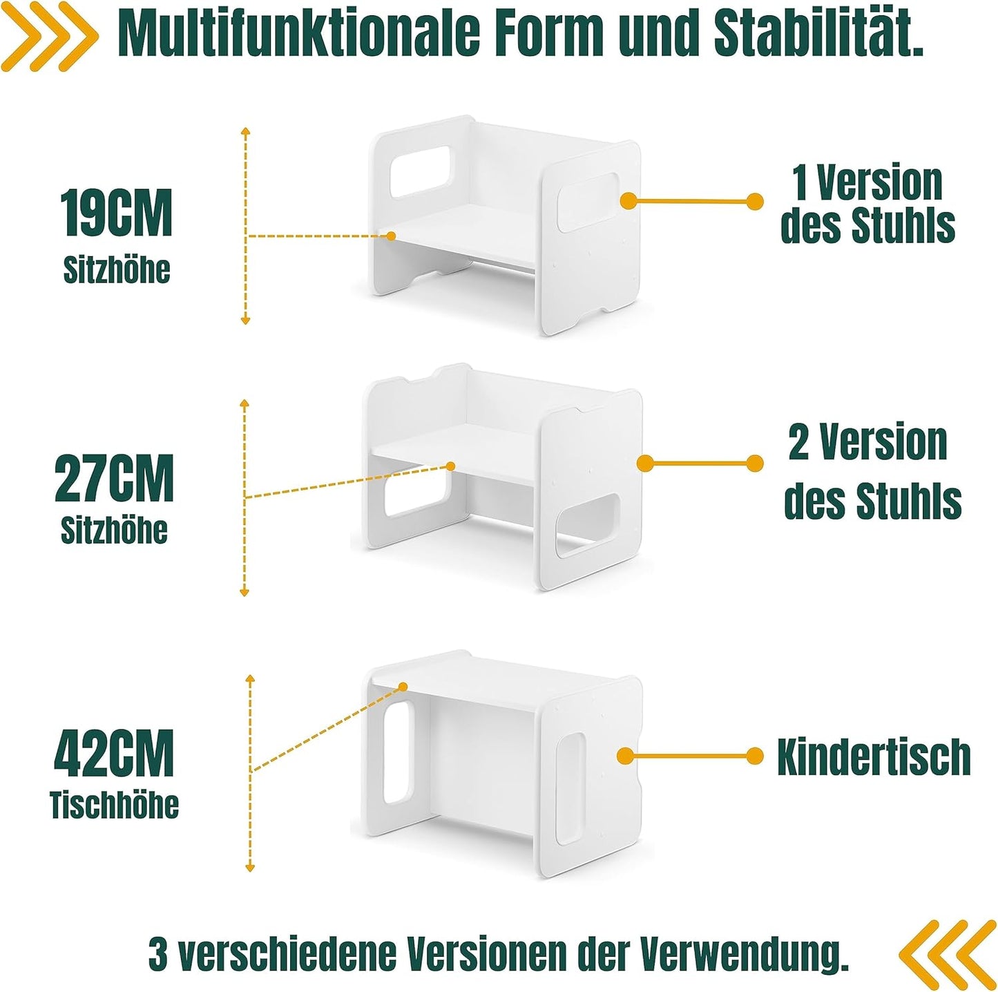 Multifunktionale Kindersitzbank, Weiss