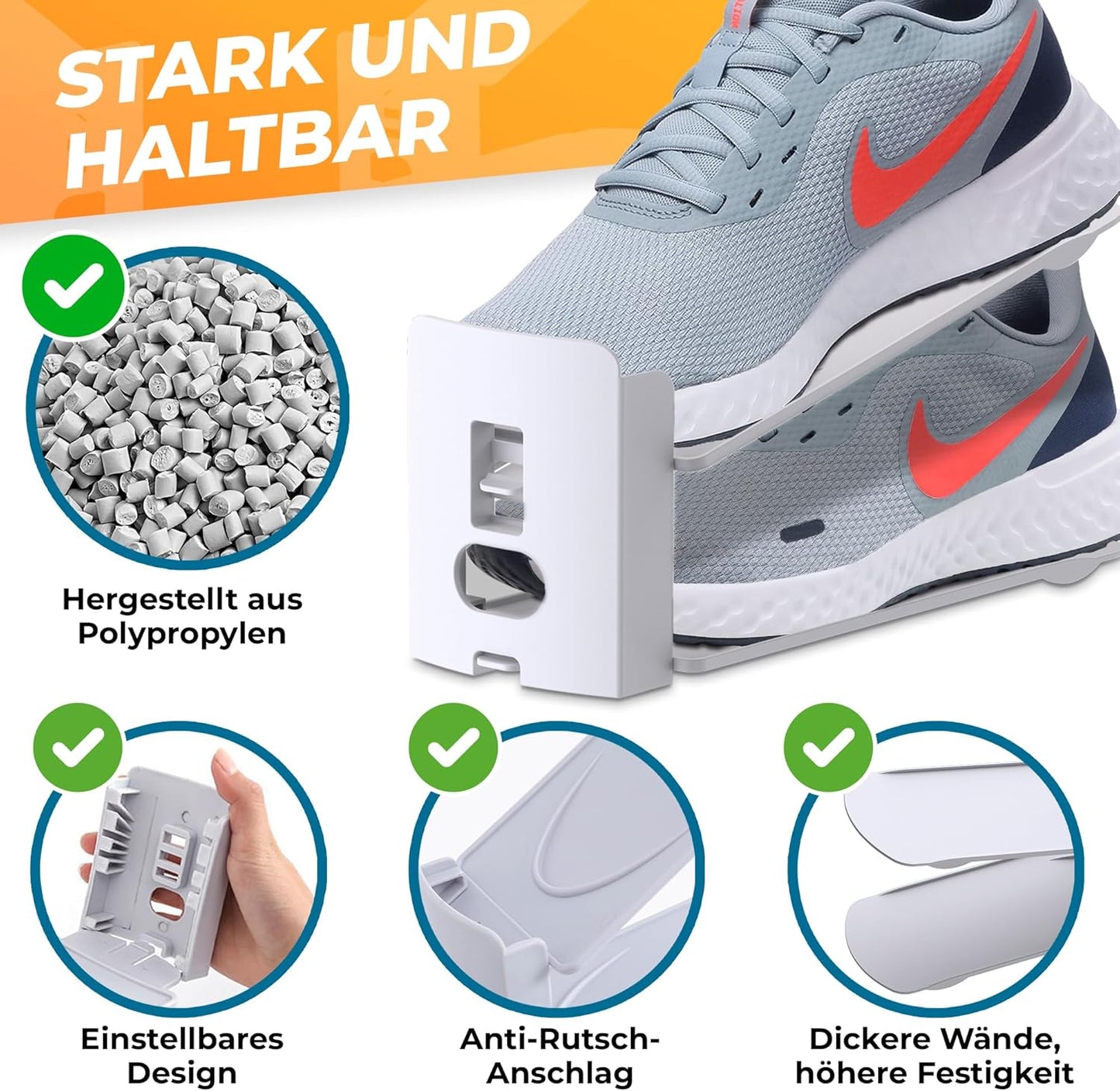 12er-Set Stapelbare Schuhorganizer, Weiß 12 Spielsteine