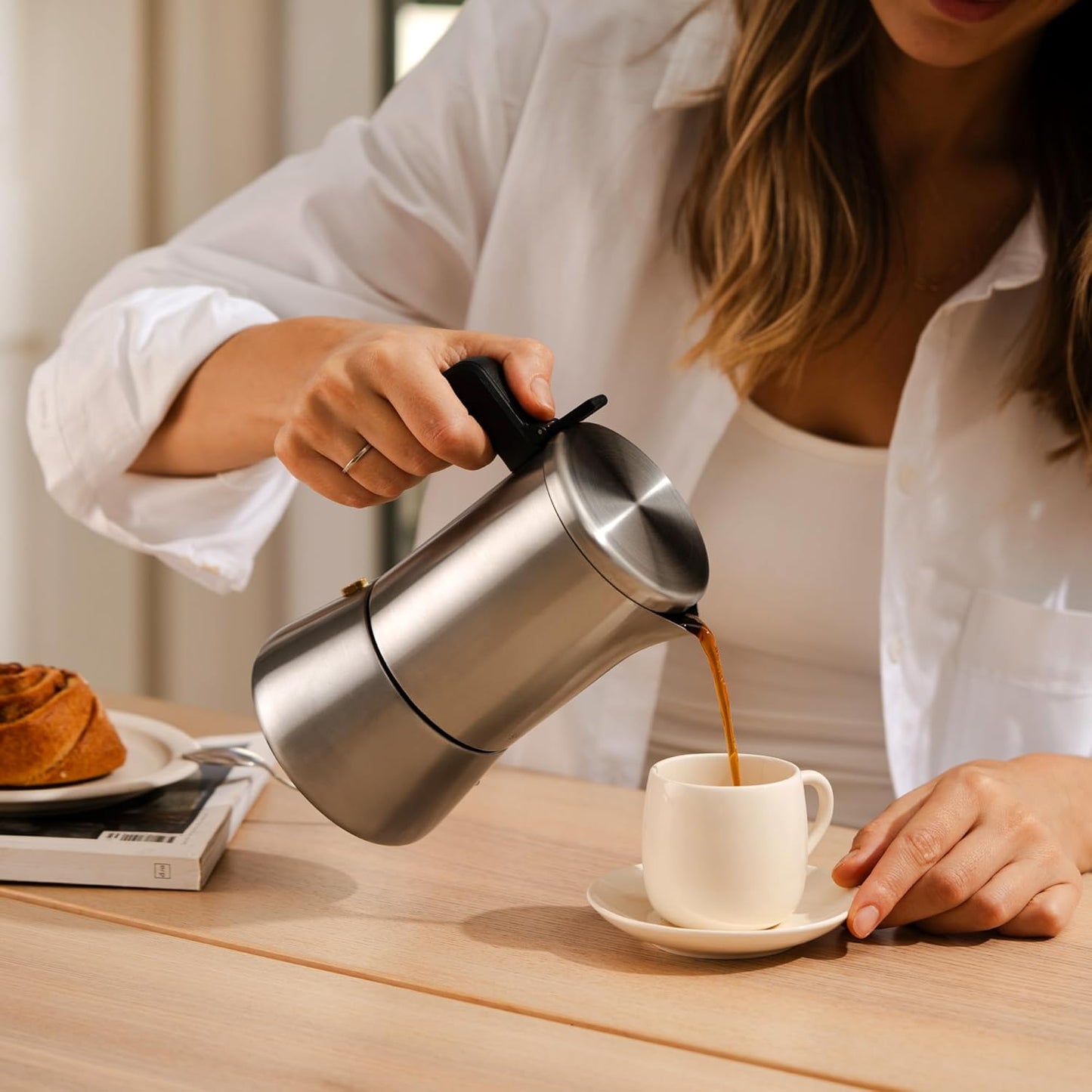 Espressokocher mit Milchaufschäumer, 2er Set Espressokocher + Milchaufschäumer