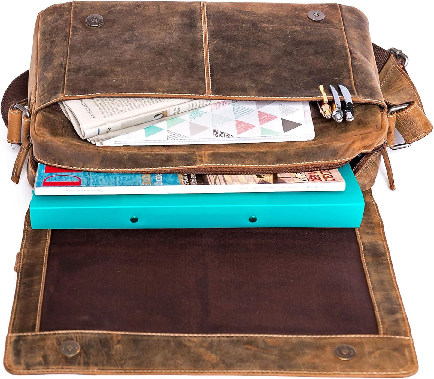 Ledertasche mit Laptop Fach, Dylan Vintage