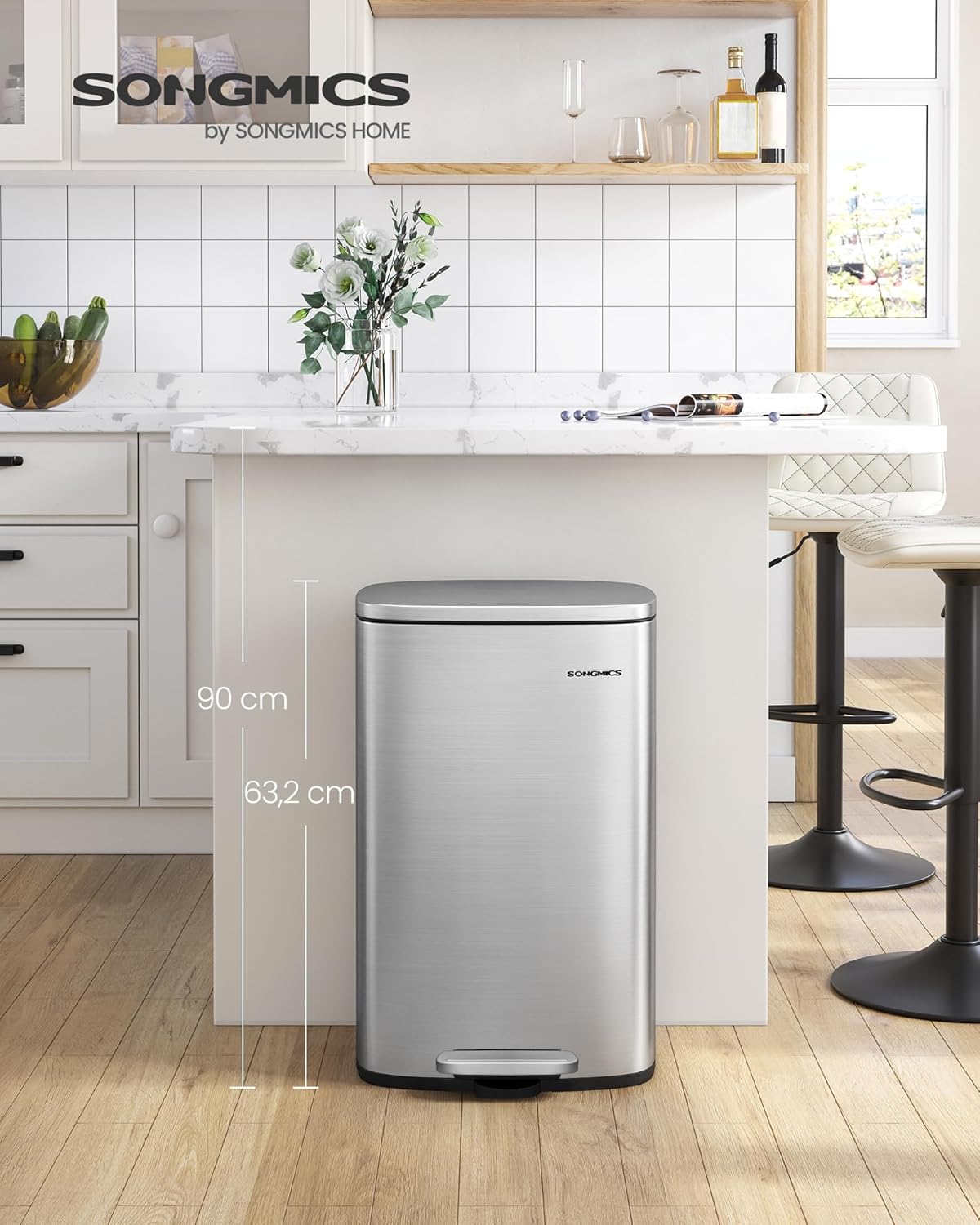 Treteimer Miao mit Softclose-Deckel und Inneneimer, Silbern