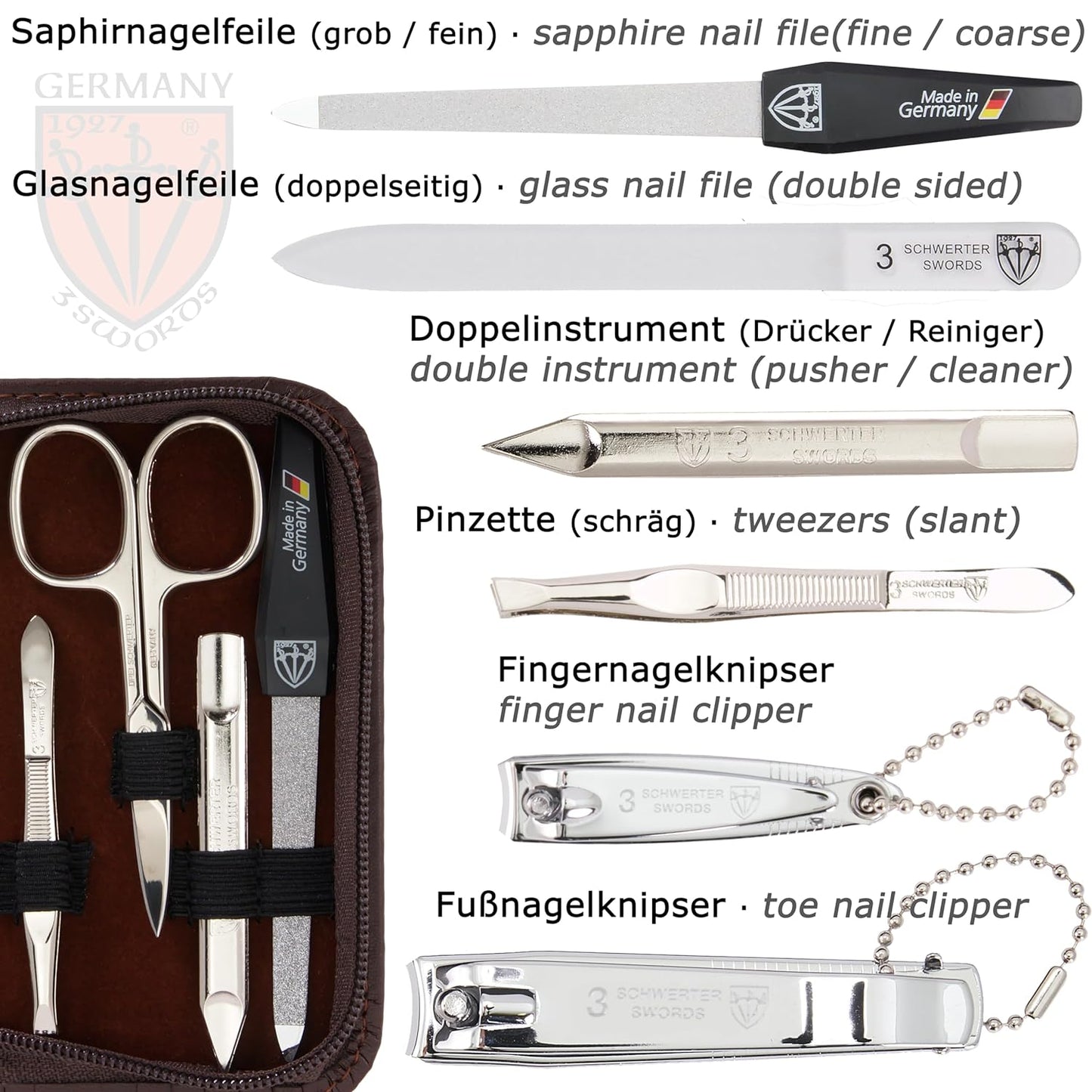 Maniküre Set, BRAUN / KUNSTLEDER