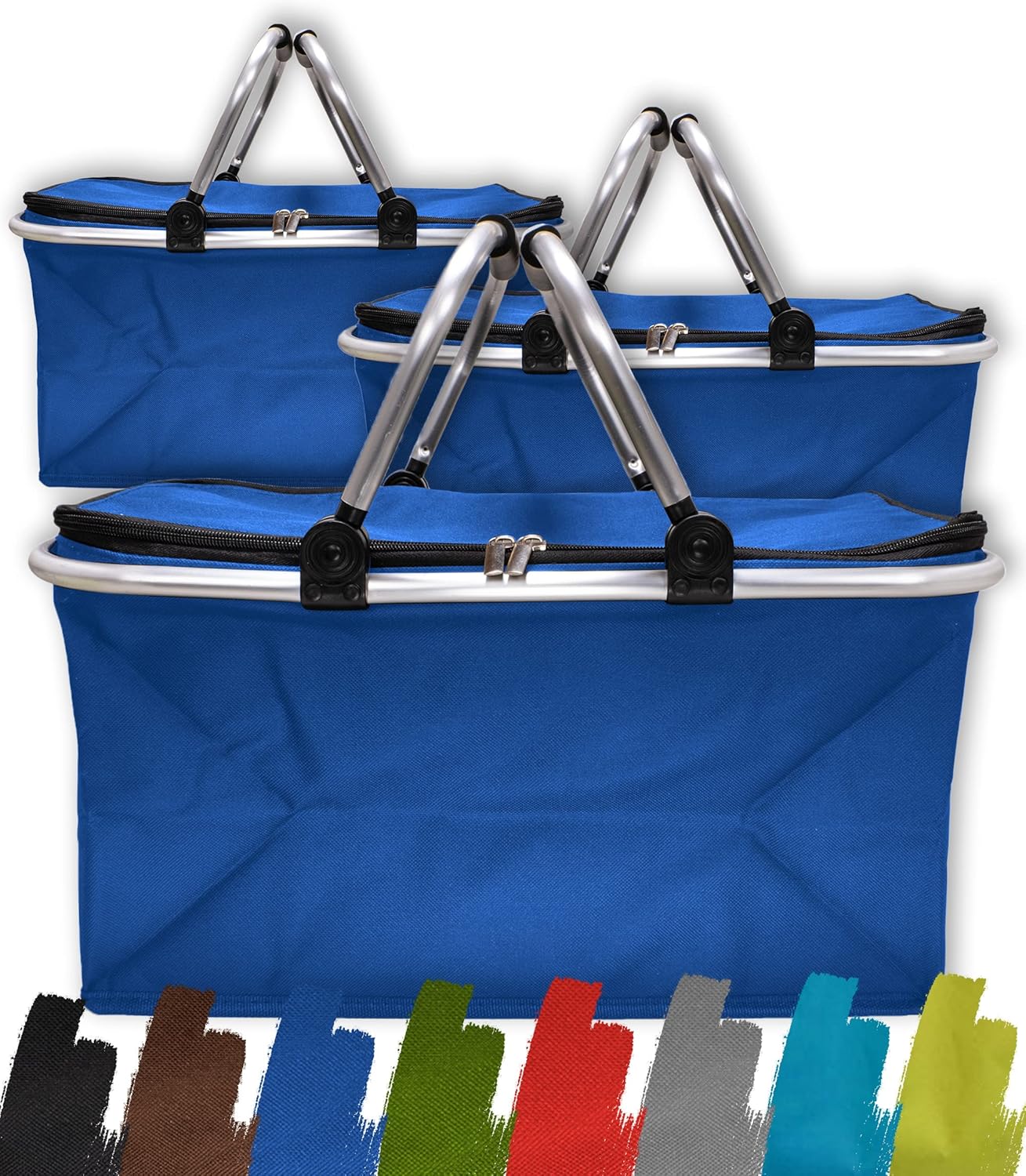 Faltbares Einkaufskorb-Set, Normal - 3x Pack Blau
