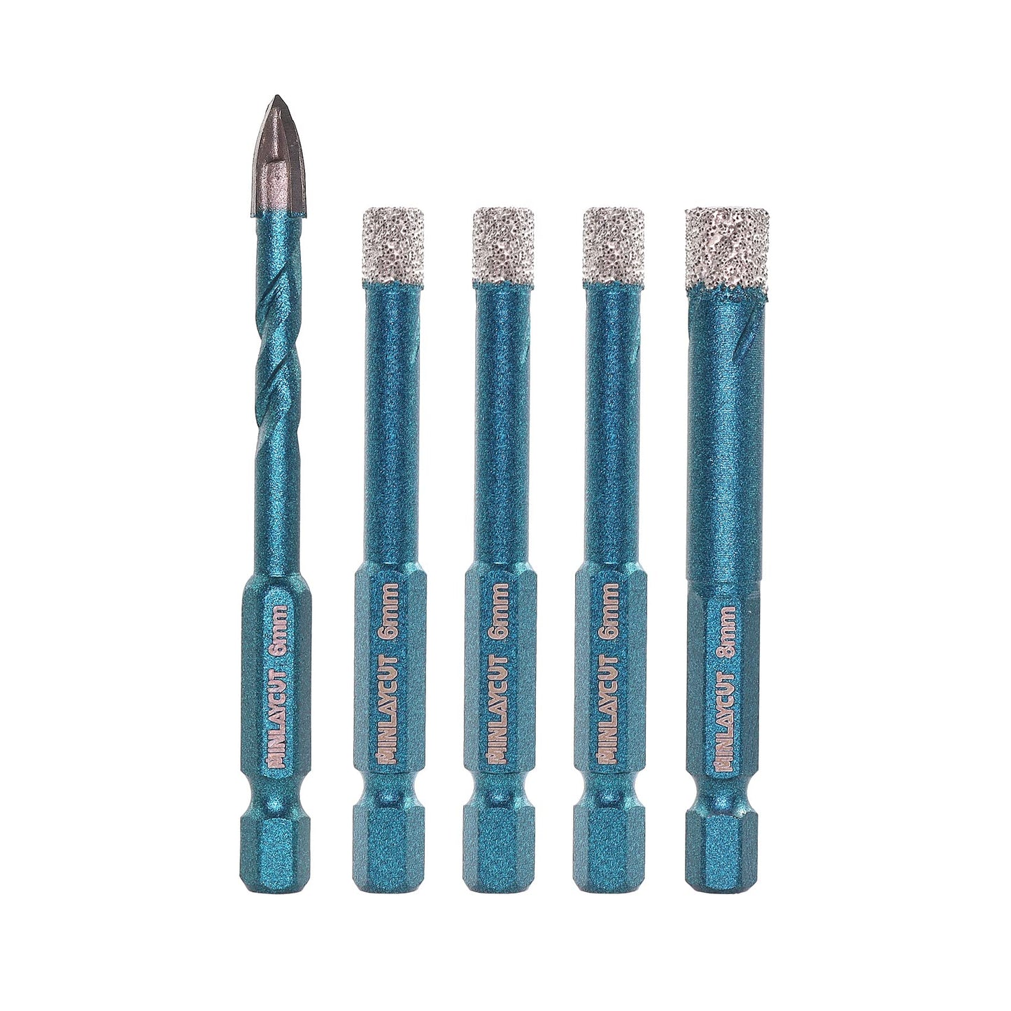 Diamantbohrer-Set für Fliesen, 5 stücke 6/6/6/8mm+6mm