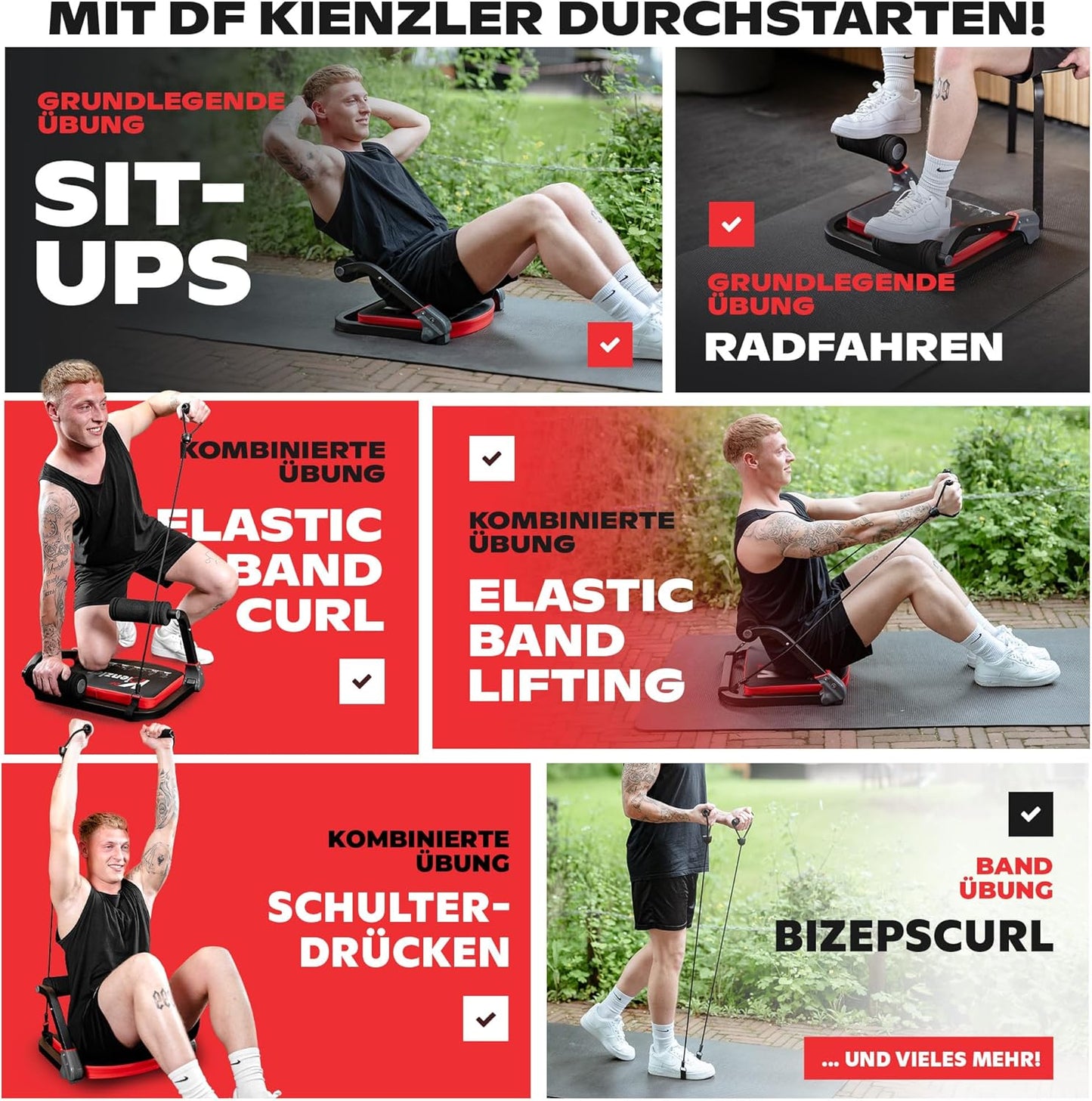 Bauchtrainer & Rückentrainer mit Widerstandsbändern