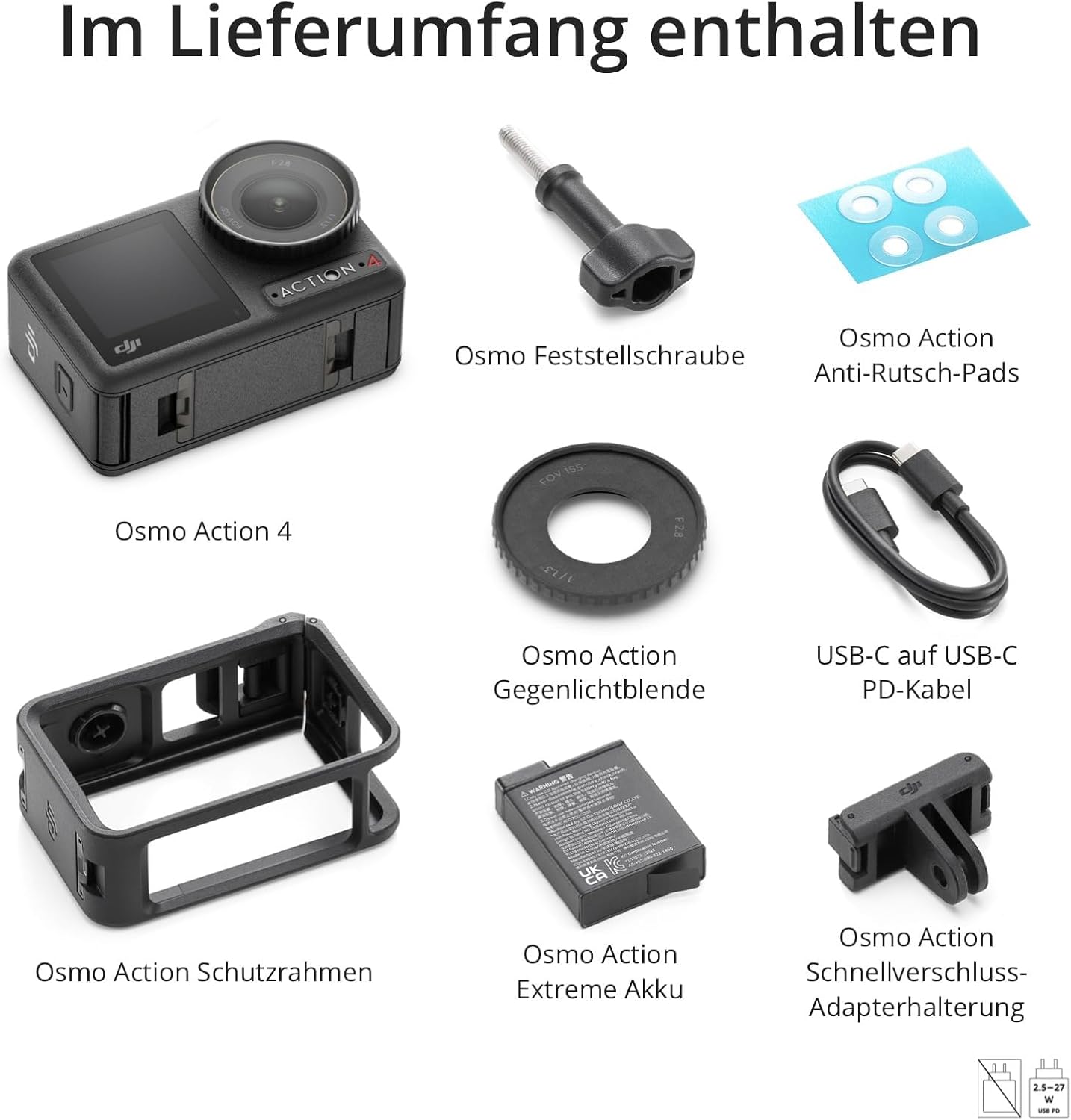 Action-Kamera 4K/120fps mit Low-Light-Aufnahmen, Osmo Action 4 Essential-Combo