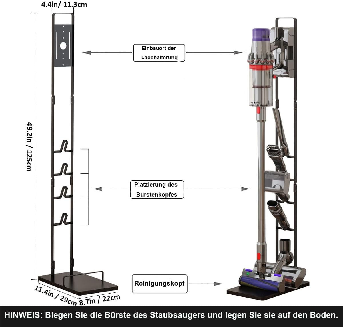 Staubsaugerständer für Dyson, Schwarz