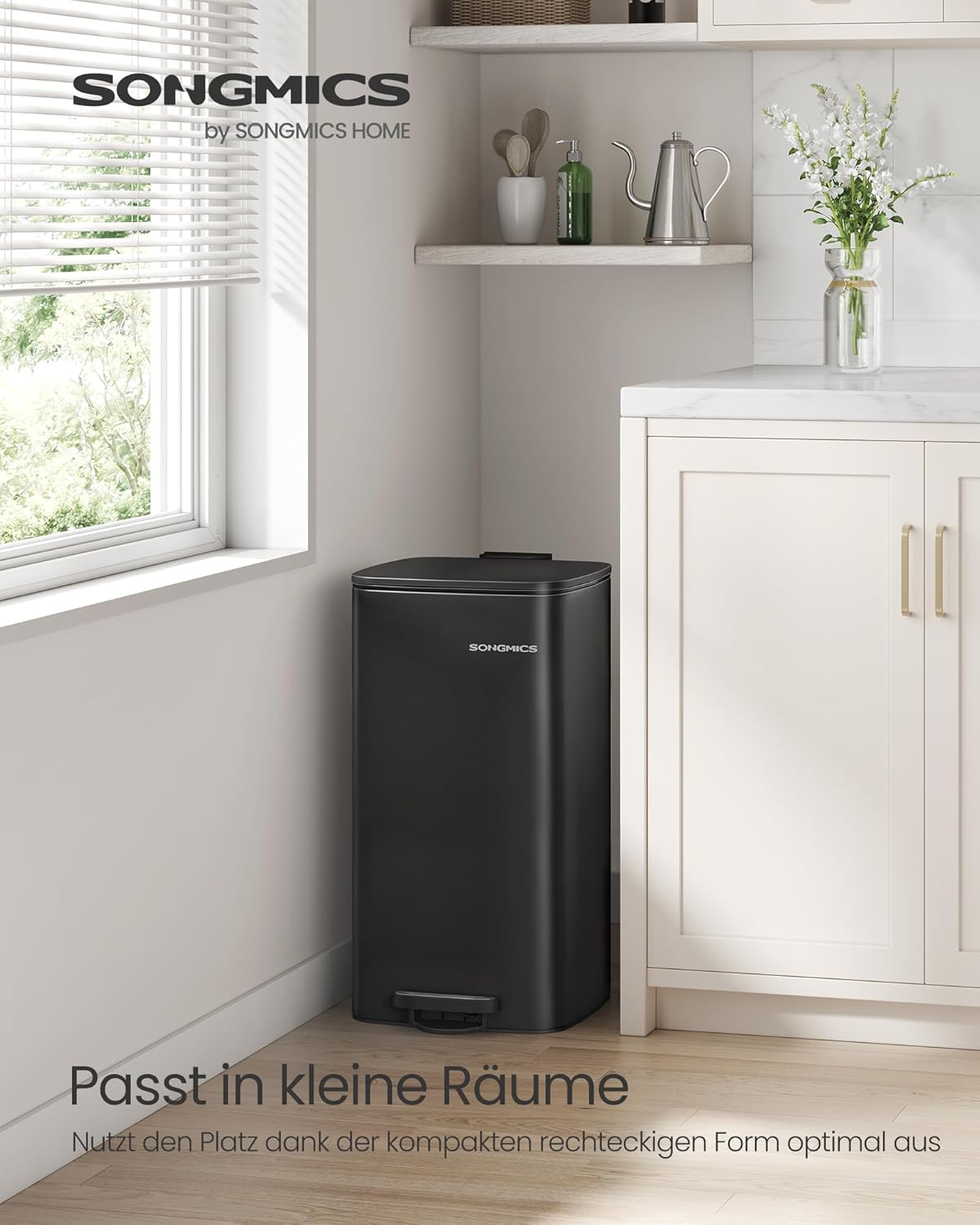 Tretmülleimer mit Softclose und Inneneimer, tintenschwarz 30 L