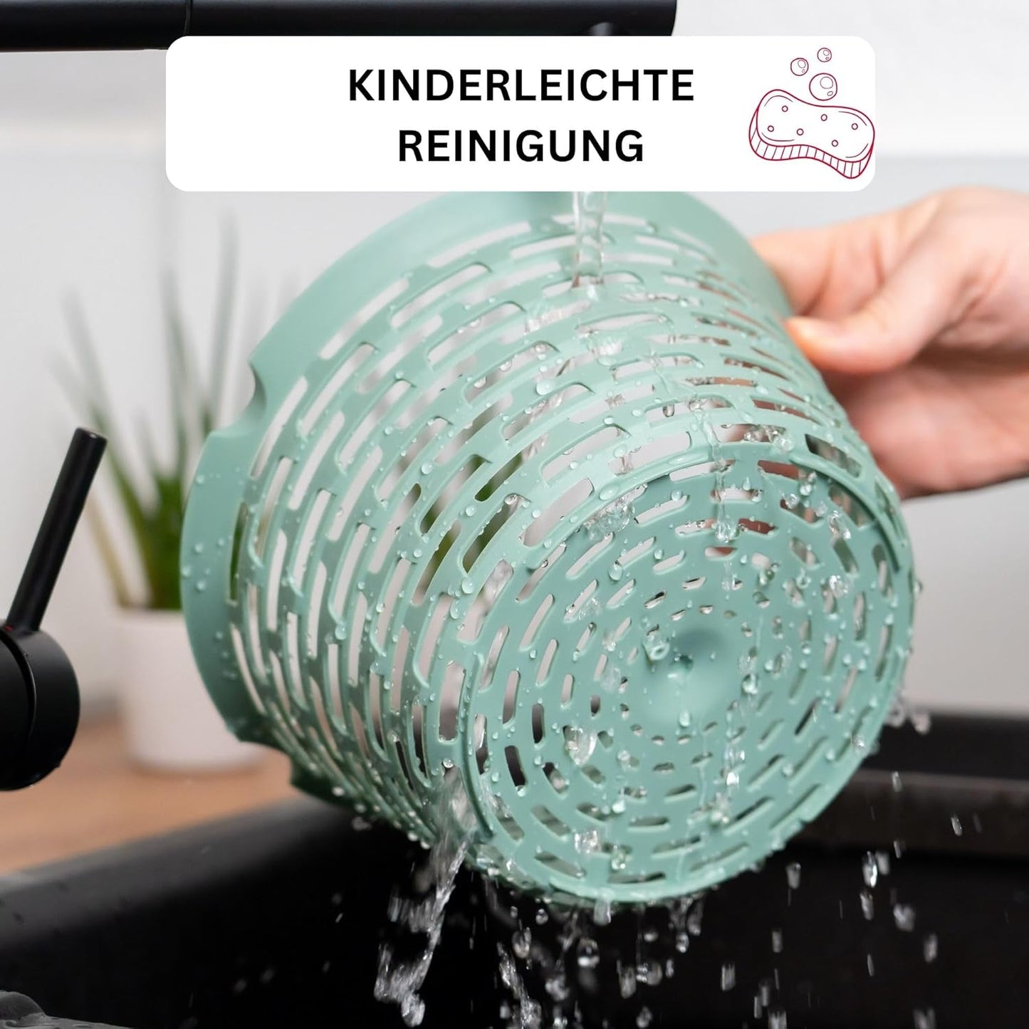 Salatschleuder mit rutschfestem Boden, Mint-grün, Rutschfest