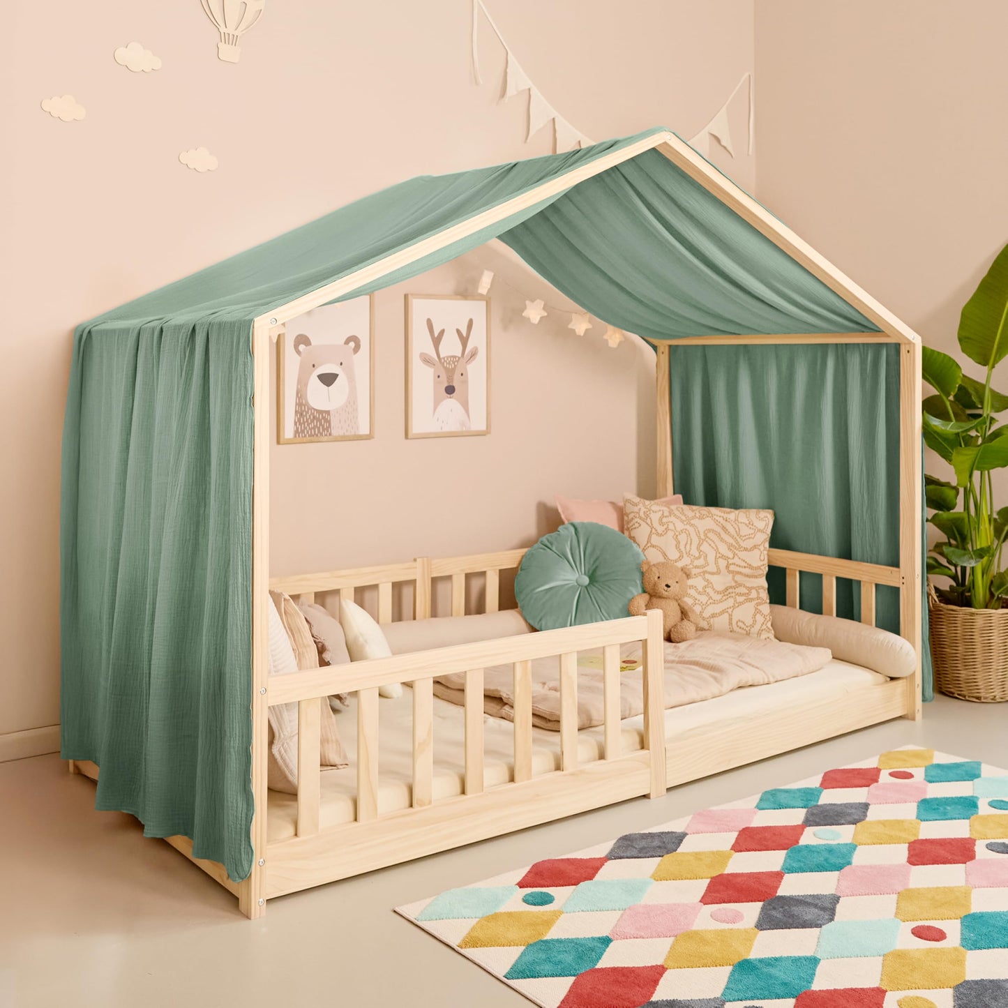 Betthimmel aus Bio-Baumwolle, Eukalyptus H320 x B135 cm (1er Pack)