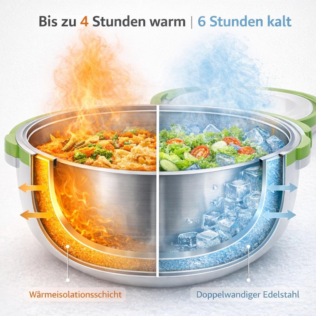 Thermoschüssel mit Deckel, 5L, Grün