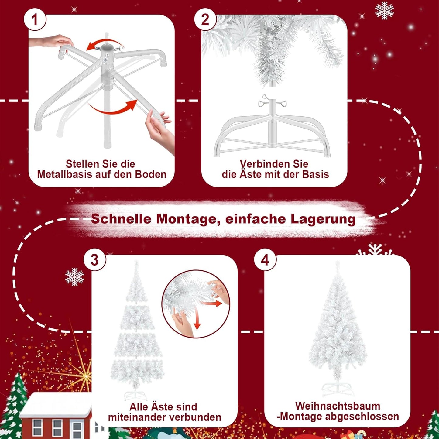 Künstlicher Weihnachtsbaum mit Metallständer, Weiss Pvc 240 cm