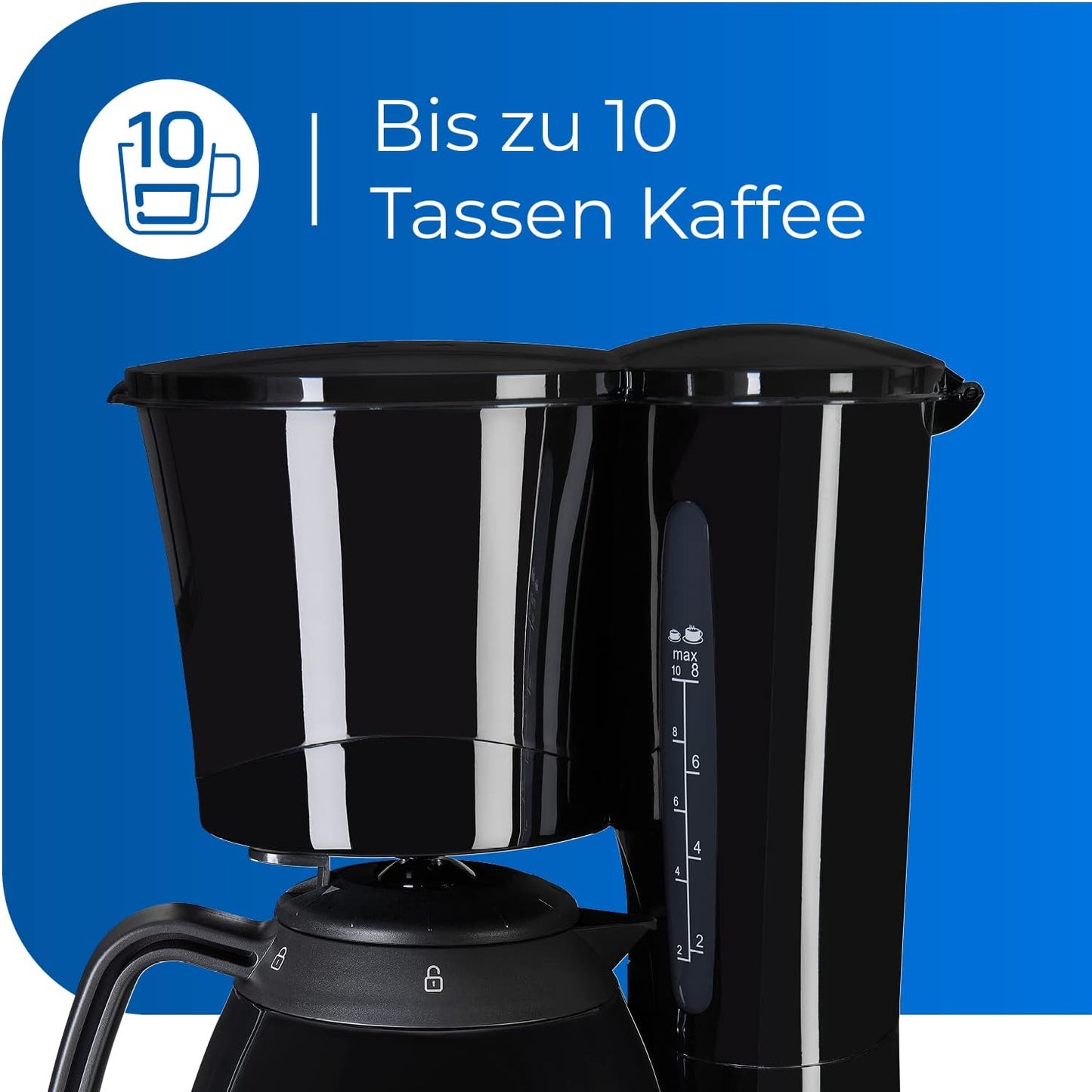 Filterkaffemaschine KA 6502 sw, Schwarz|Bis zu 10 Tassen|870 Watt|2 Thermoskannen