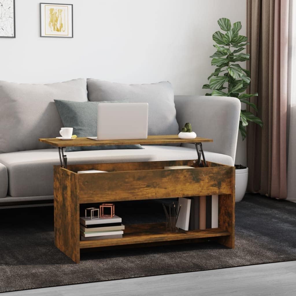Couchtisch mit verstellbarer Tischplatte, Räuchereiche 102 x 50 x 52.5 cm