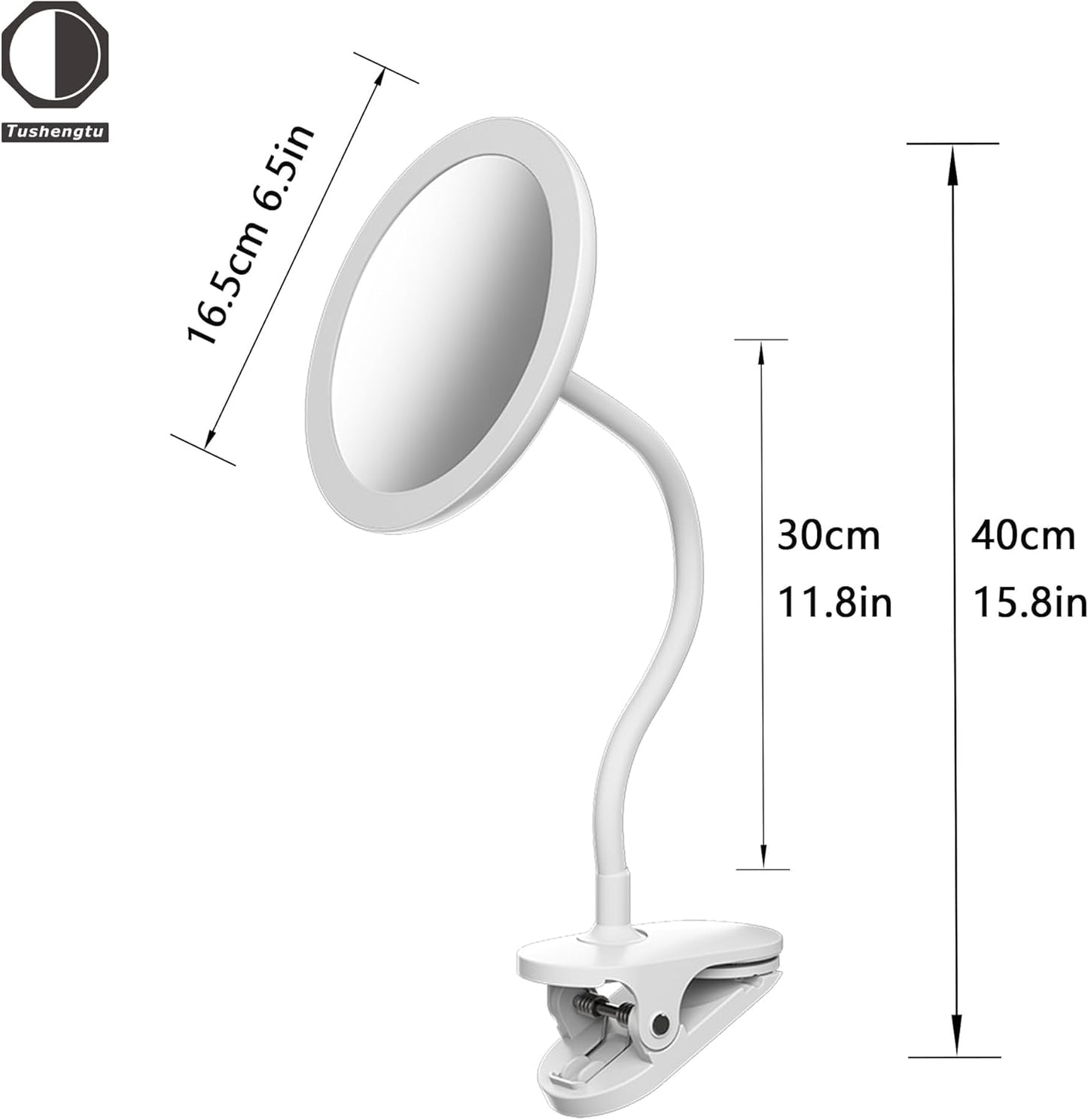 Kosmetikspiegel T03 mit LED & Schwanenhals, USB-ladbar