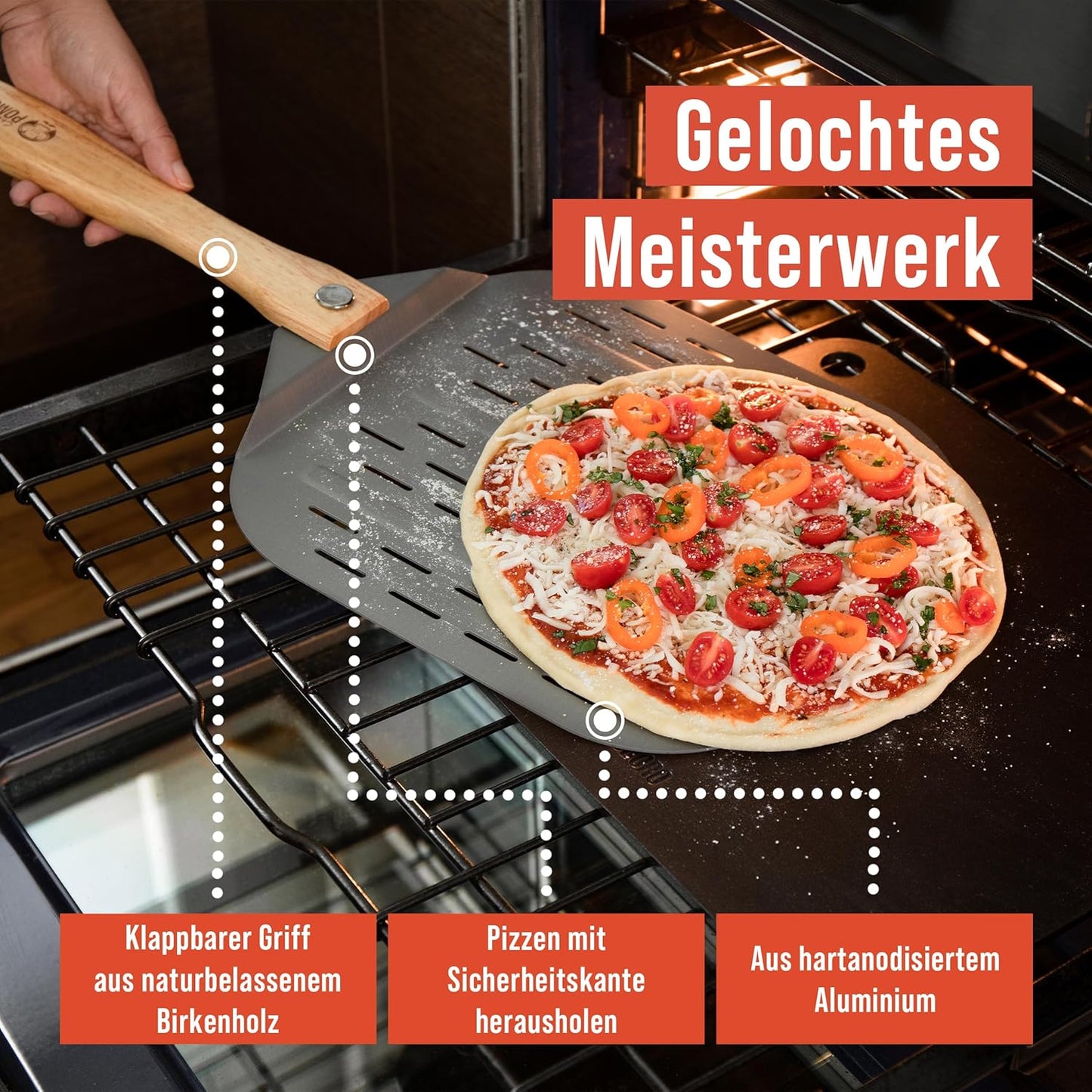 Pizzaschieber mit faltbarem Griff, 30,5 x 35,6 cm