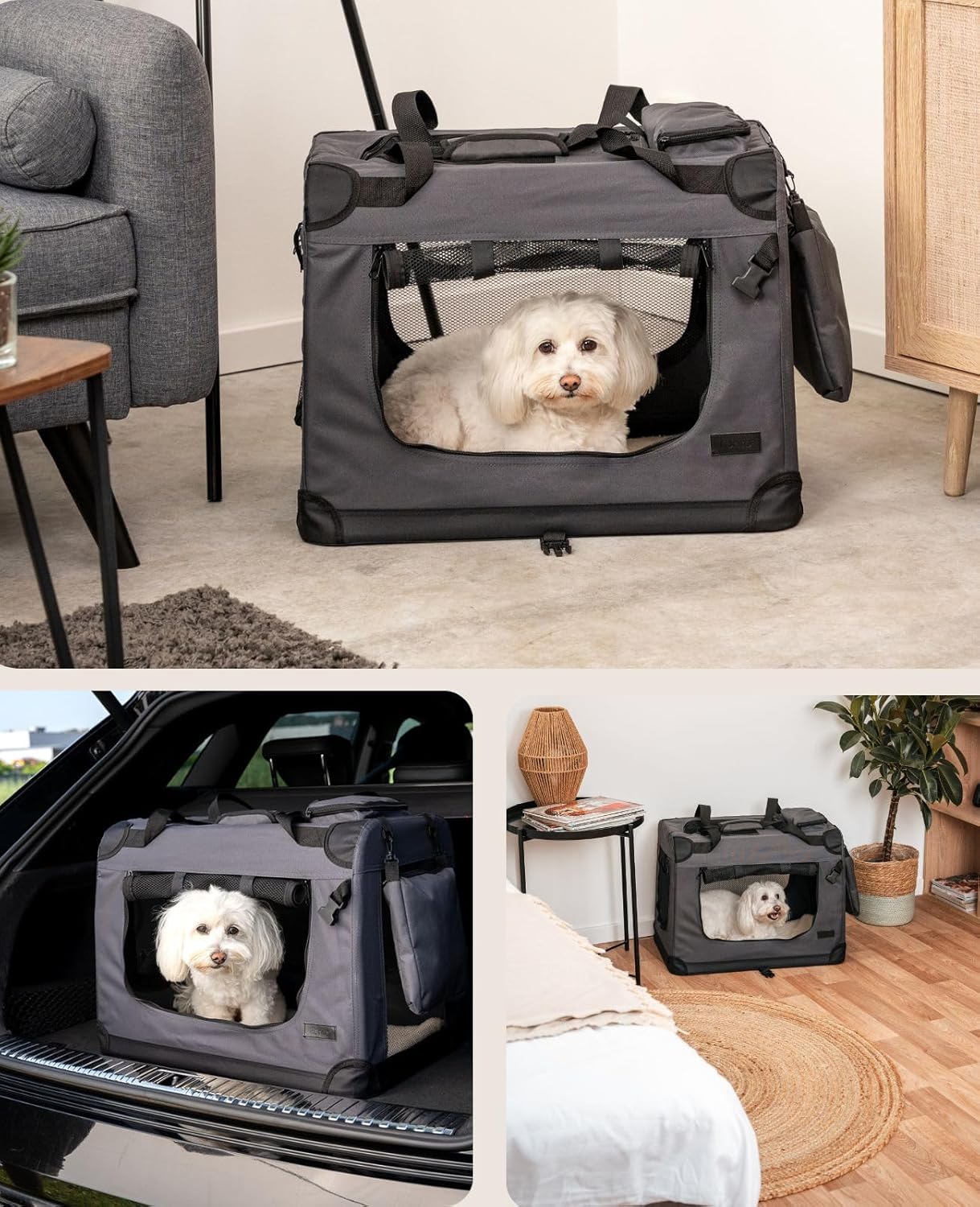 Hundetransportbox, Grau 2 - S: 60x42x44 cm