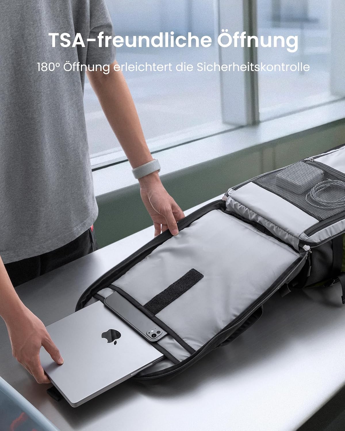 TSA-freundlicher Reiserucksack für Laptops bis 16 Zoll, 28 Liter Grün-ripstop