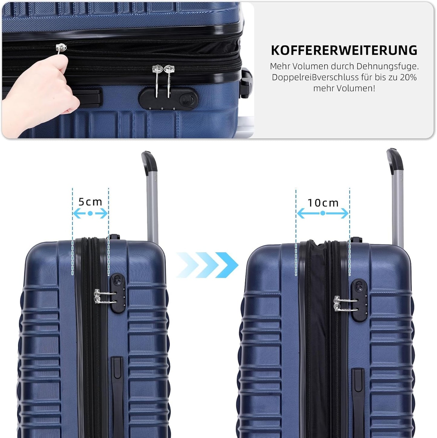 Erweiterbarer Hartschalenkoffer, Dunkelblau M