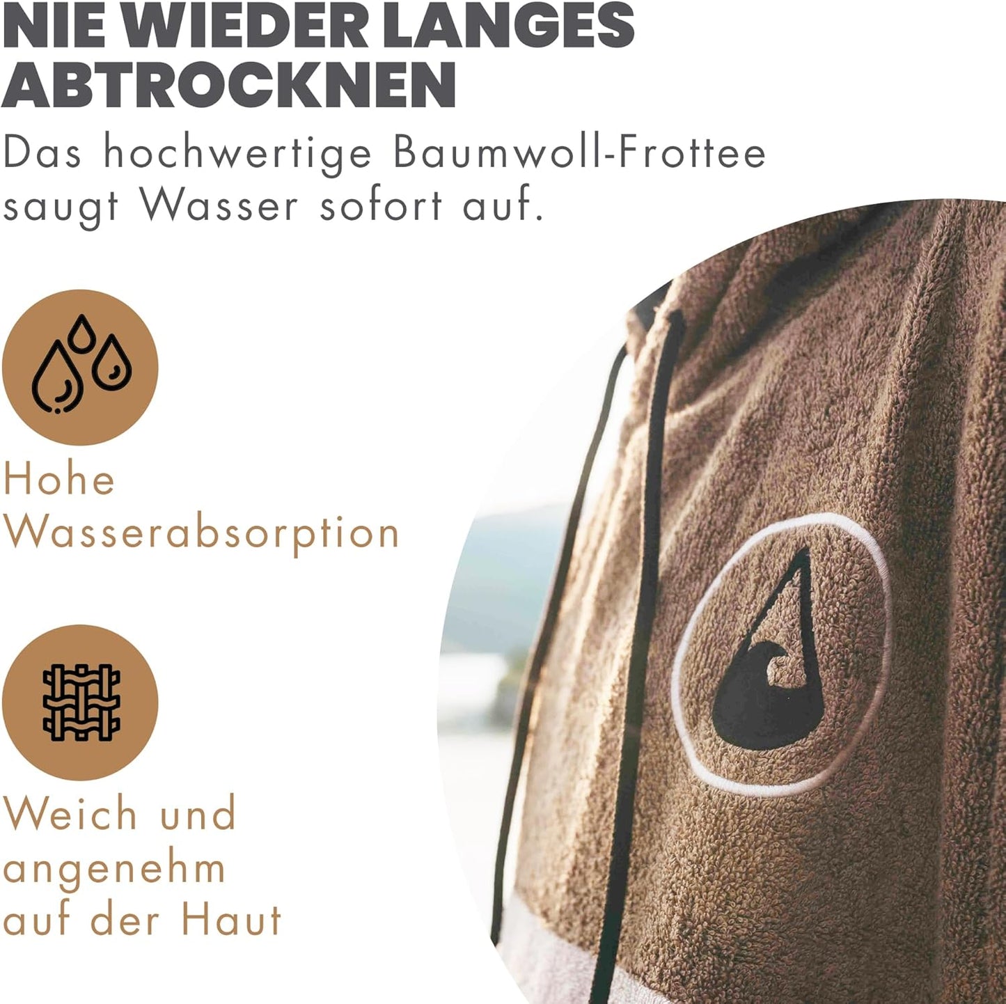 Surfponcho aus Baumwolle, braun
