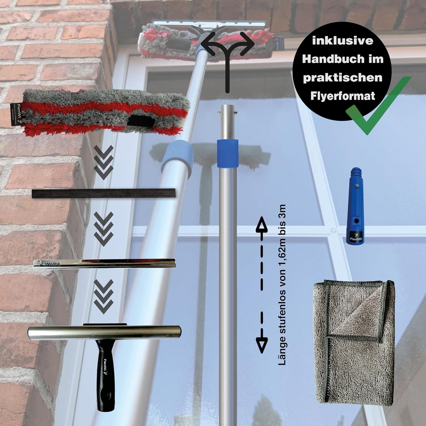 Teleskop Fensterputzer Set