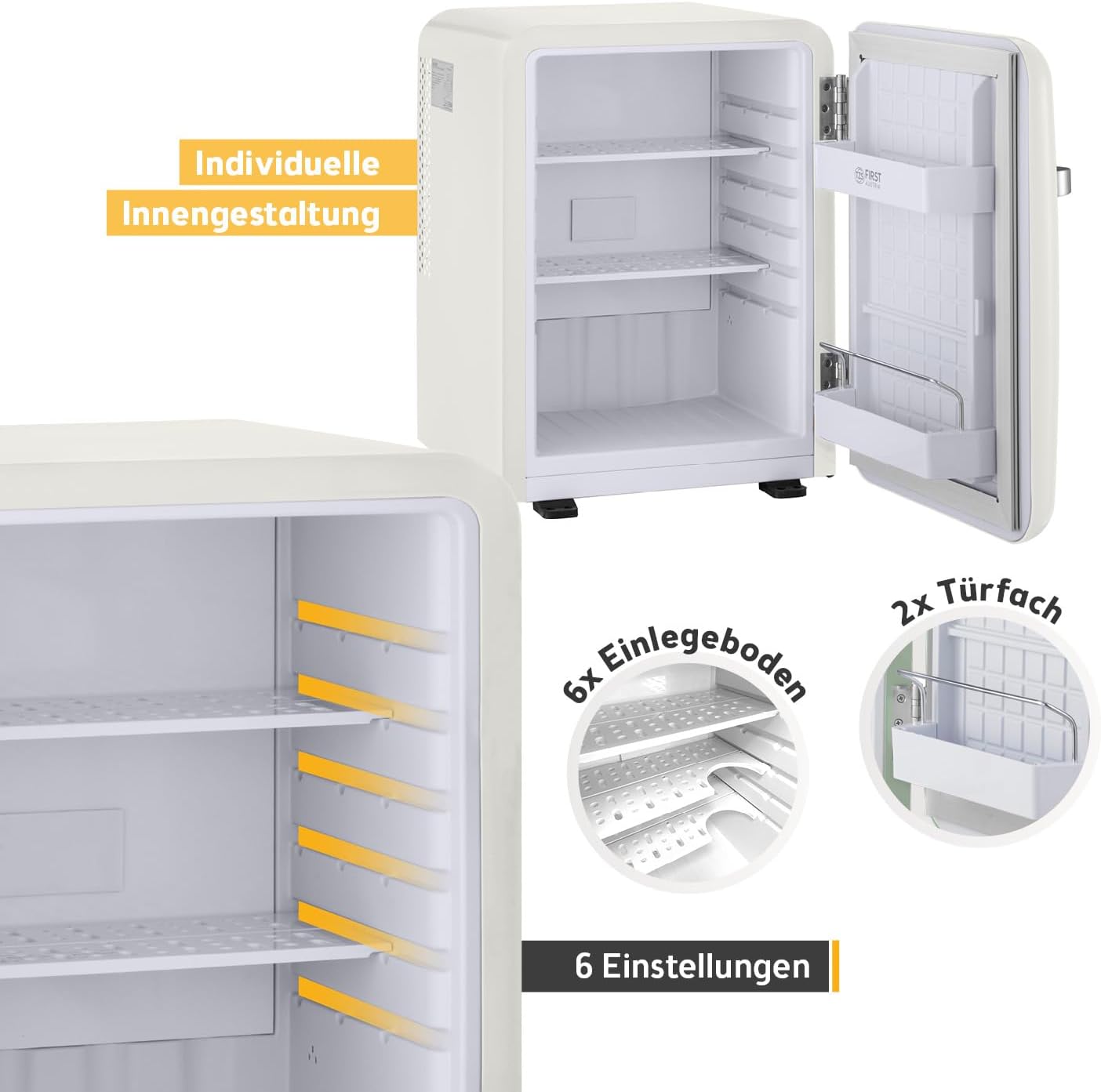 Retro Mini-Kühlschrank, 40 Liter Creme