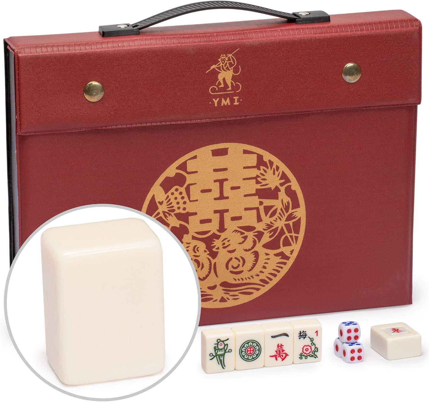 Mahjong-Set mit 146 Spielsteinen, Ecru