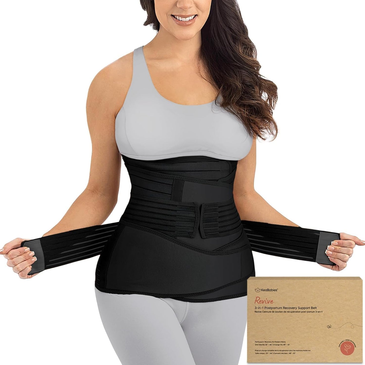 3-in-1 Postpartum Gürtel für Damen (XL), XL, Midnight Black