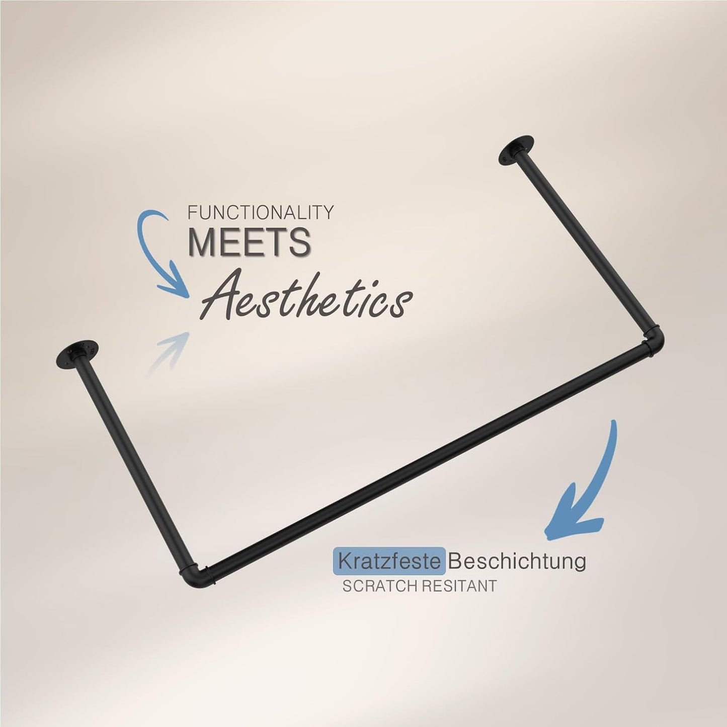 Deckengarderobe im Industrie-Design, Breite 100 cm x Höhe 100 cm
