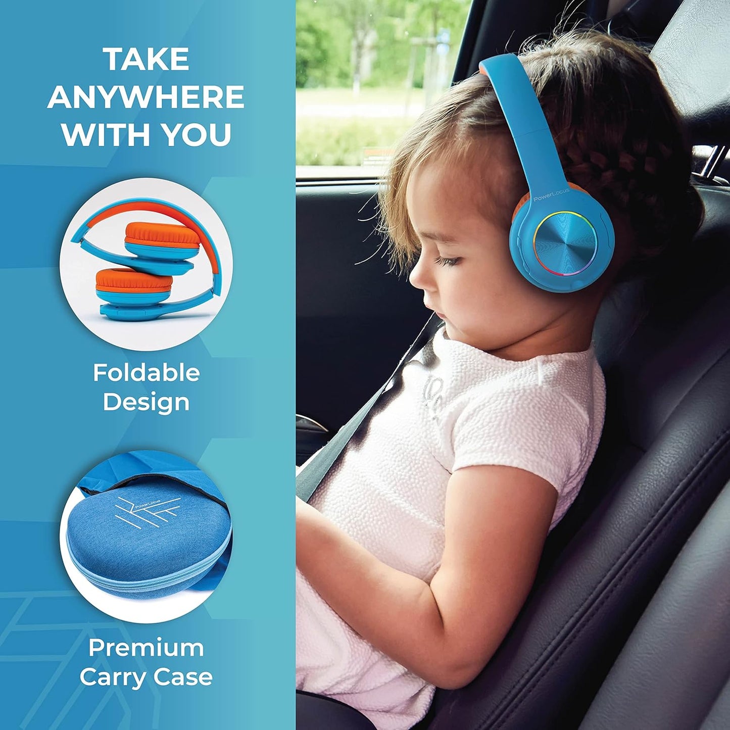 Kinder Bluetooth-Kopfhörer, Blau/Orange