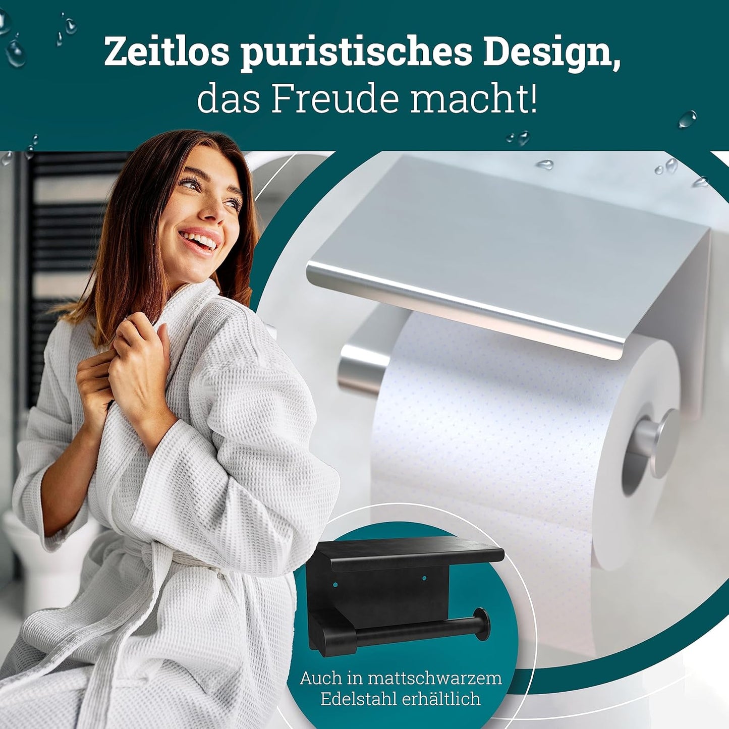 Toilettenpapierhalter ohne Bohren, Edelstahl Gebürstet Edelstahl