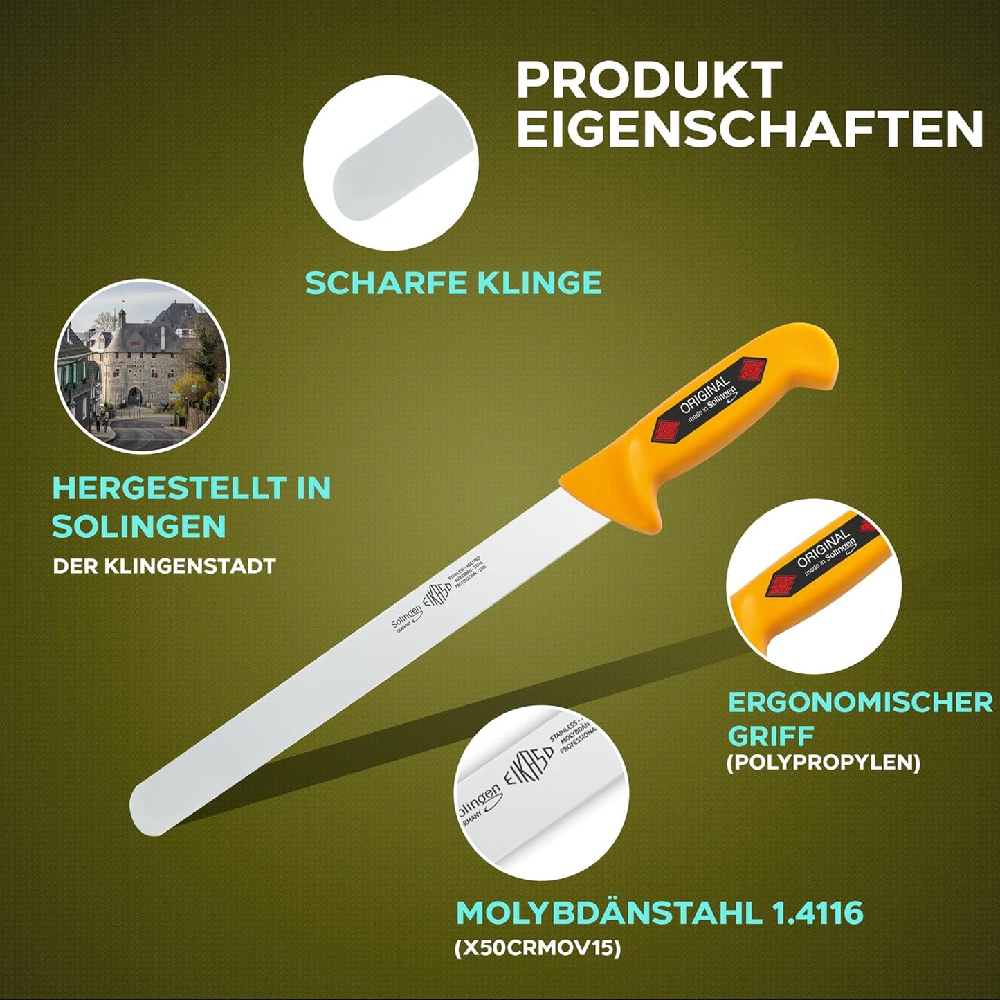 Aufschnitt-/Salamimesser mit extra langer Klinge, 26 cm