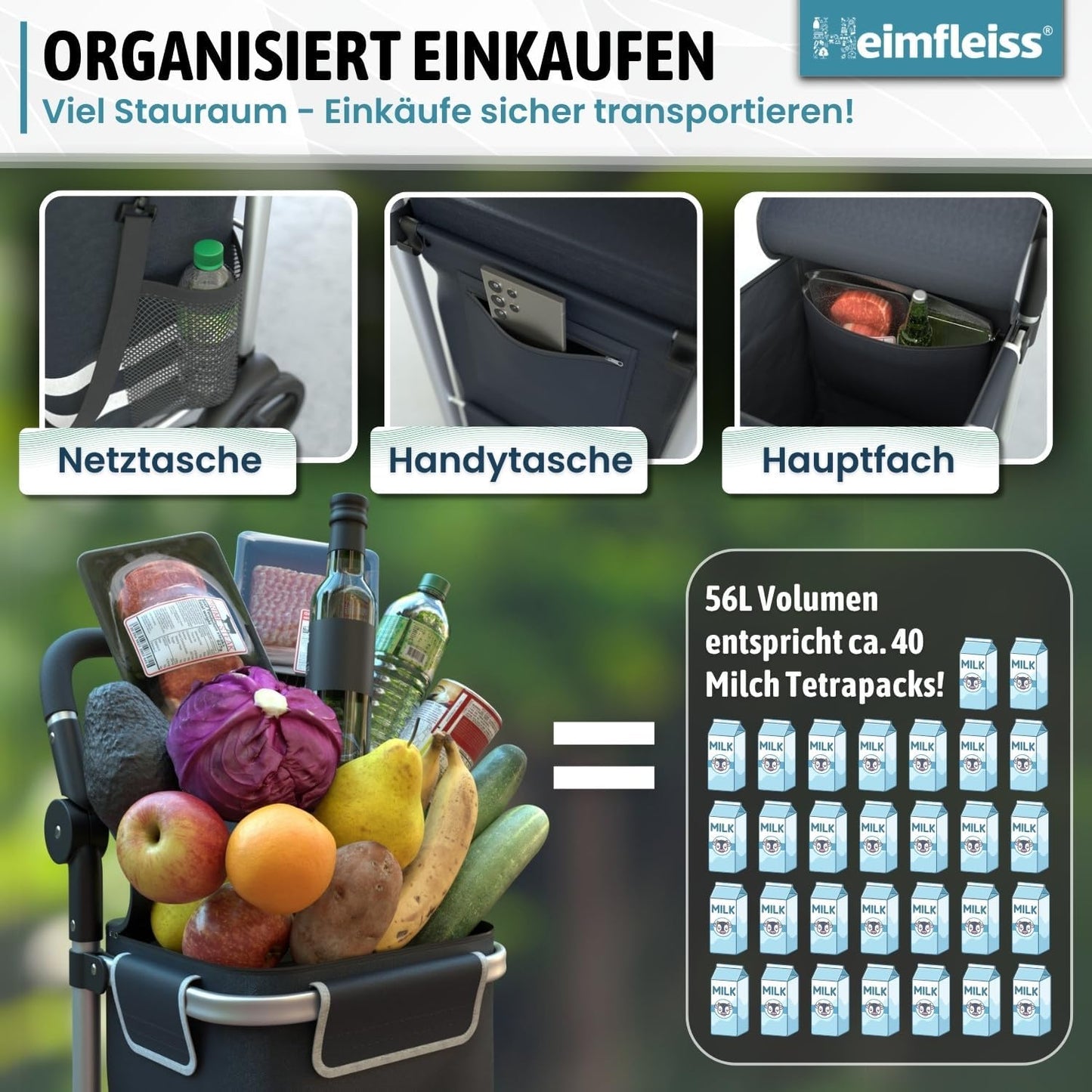3-in-1 klappbar mit Kühlfach, Schwarz 56L