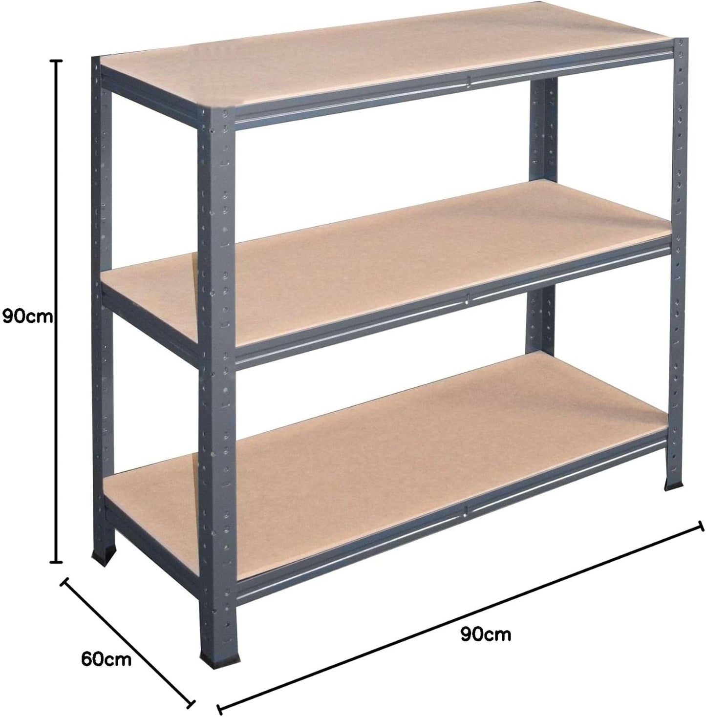 Schwerlastregal Stecksystem, H: 90cm / B: 90cm / T: 60cm
