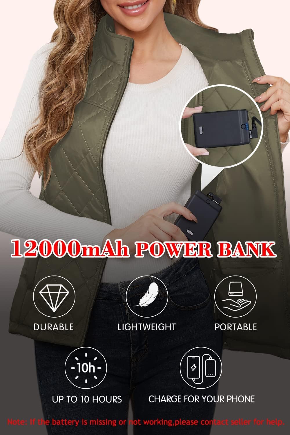 Beheizbare Damenweste, L Grün