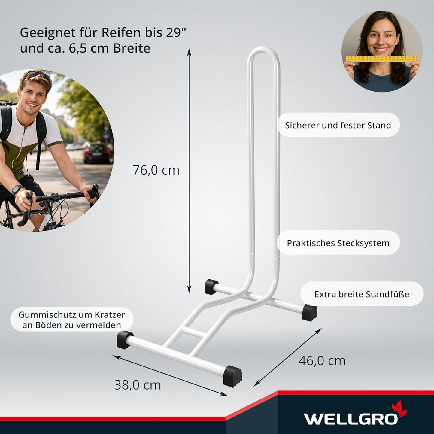 2-teiliges Fahrradständer-Set, 2 Stück Weiss