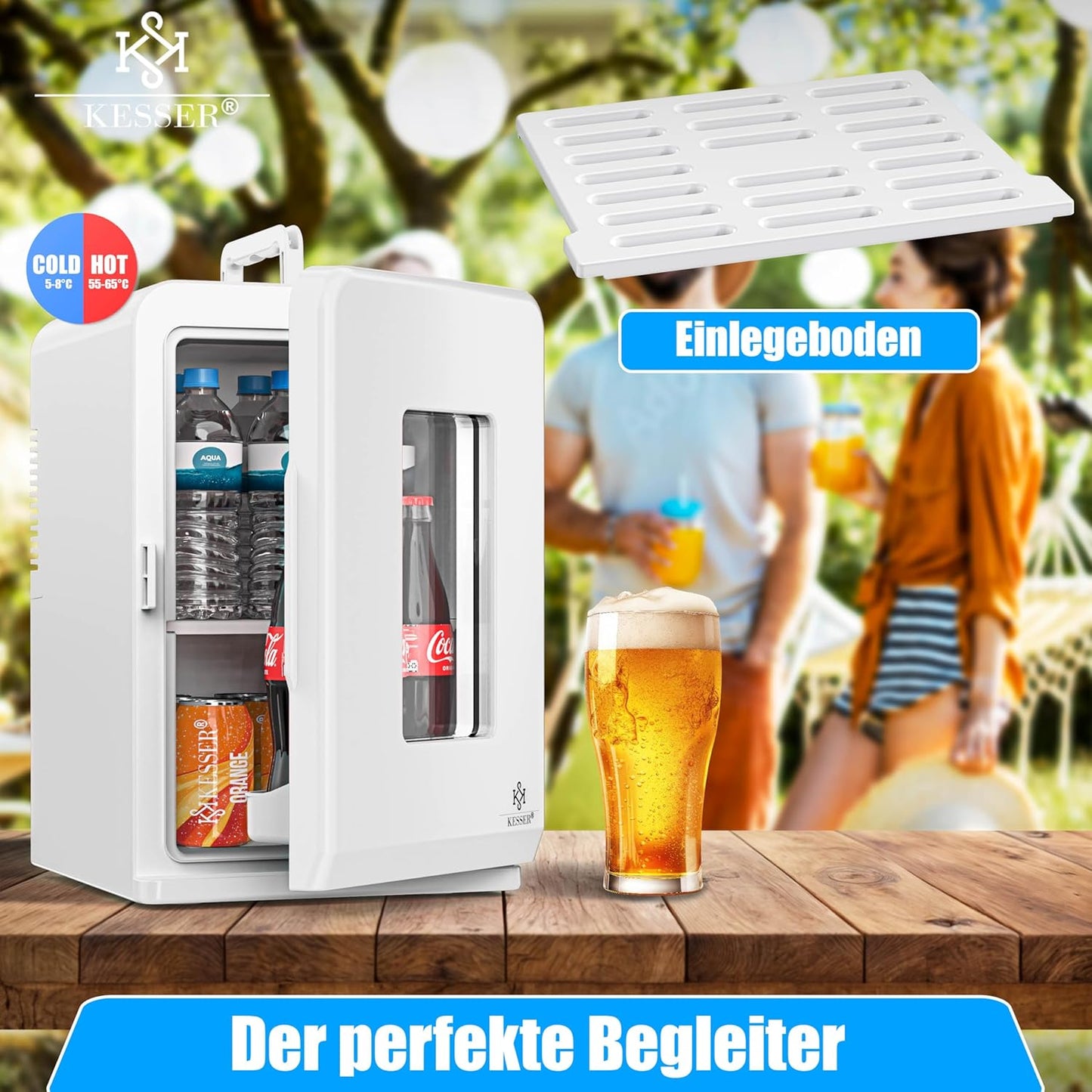 2in1 Mini Kühlschrank mit Kühl- und Heizfunktion, 15L Weiss