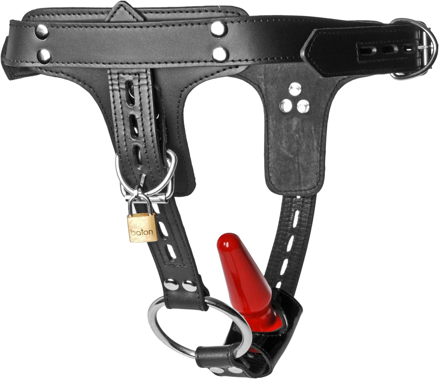 Premium Locking Leder-Cockring & Plug Harness