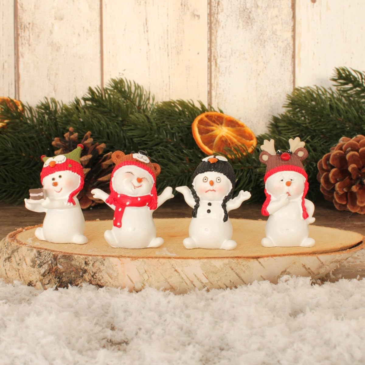 Lustige Schneemann Weihnachtsfiguren, 4 Stück