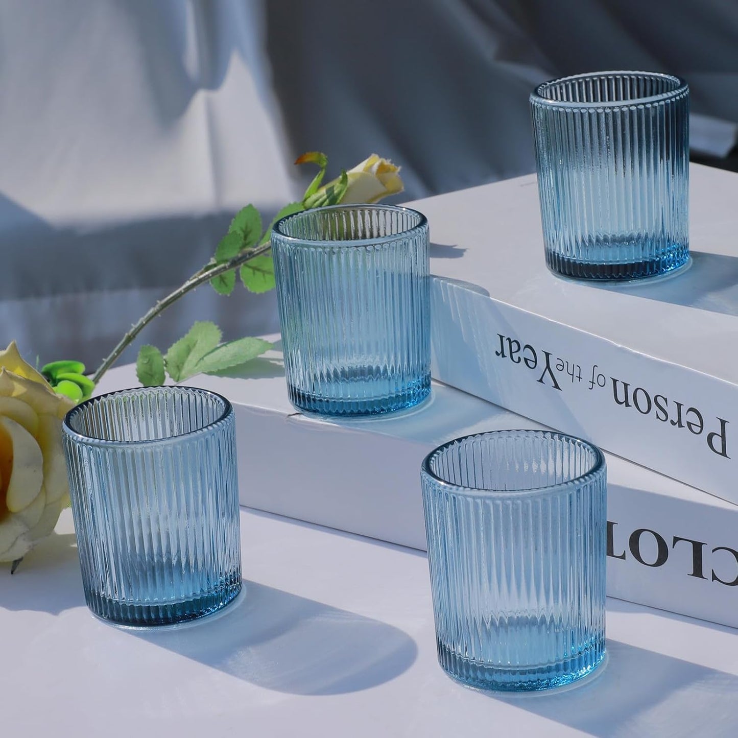 Teelichthalter-Set, Glas (12er-Set), Blau