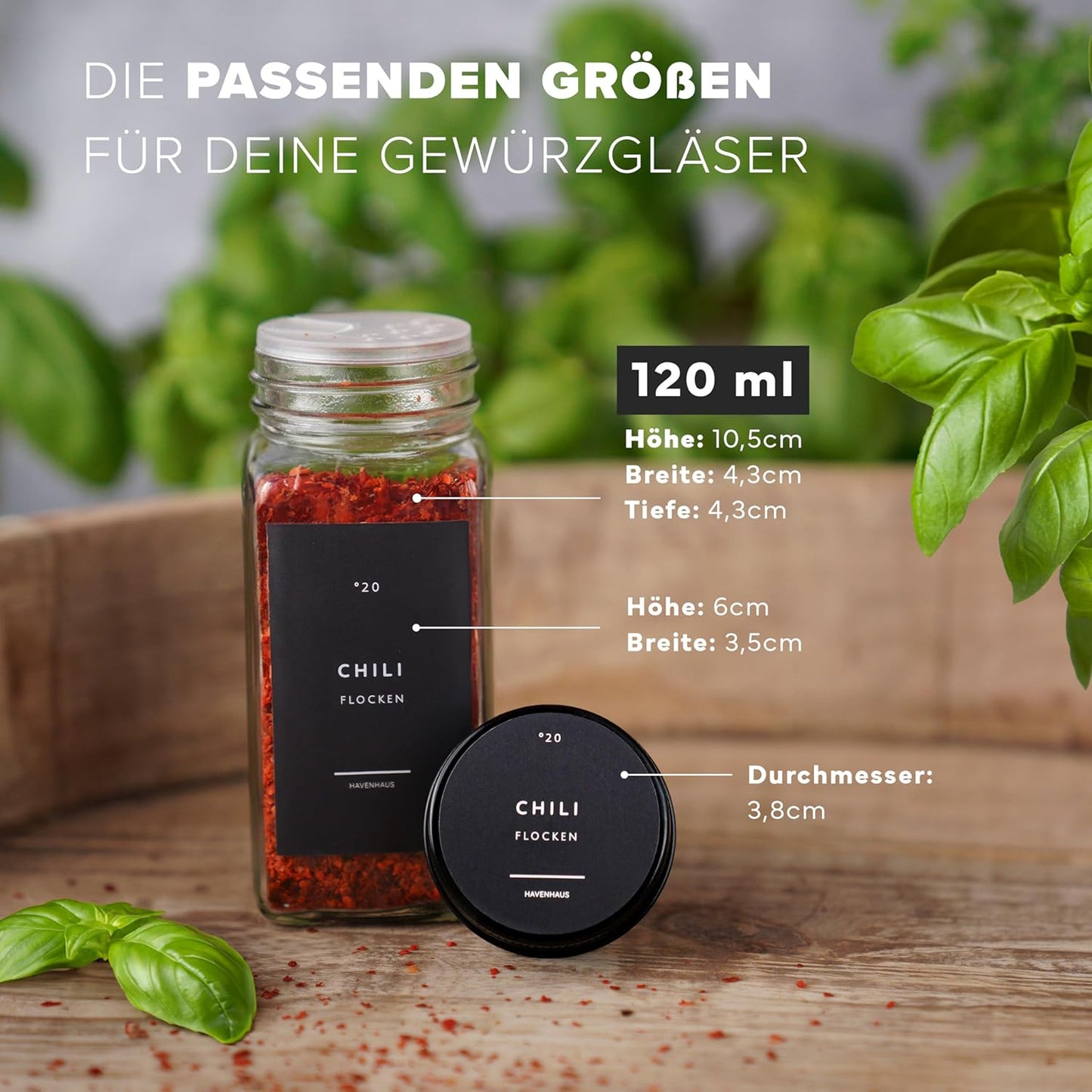 24er Gewürzgläser Set, 24 Gewürzgläser Schwarz